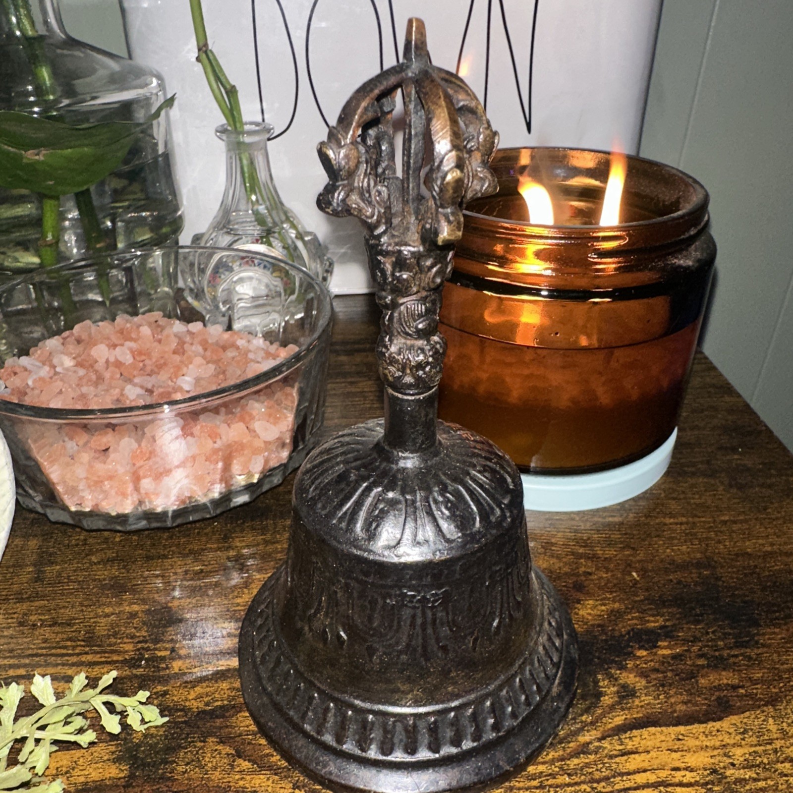 Vintage Tibetan Buddhist Bronze Bell with Vajra Handle 6”