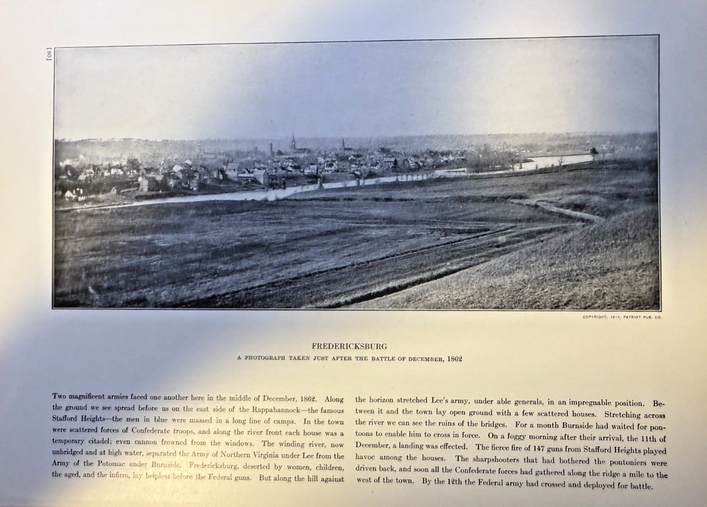 1912 Illustration Fredericksburg Virginia Before General Burnside's Attack 1862