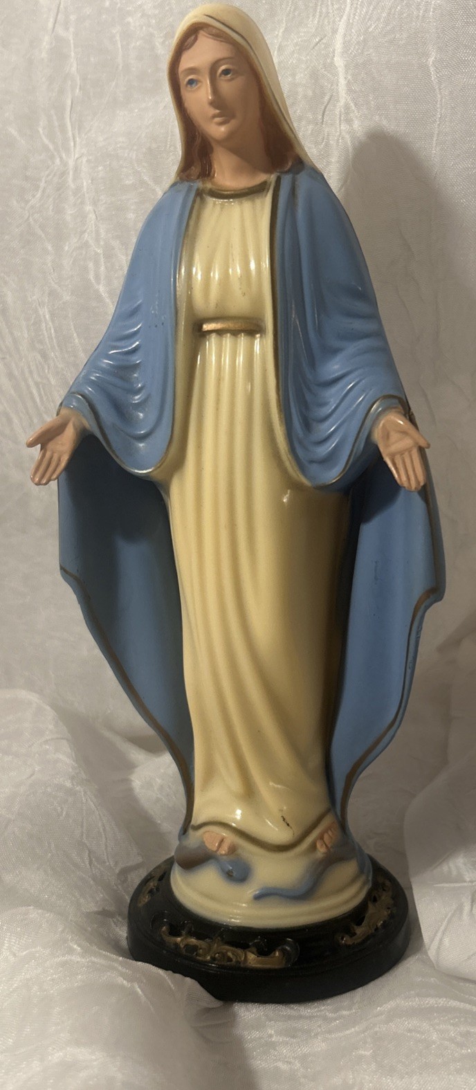 Vtg Hartland Molded Hard Plastic Virgin Mary Blessed Mother Madonna Figure 8” VG