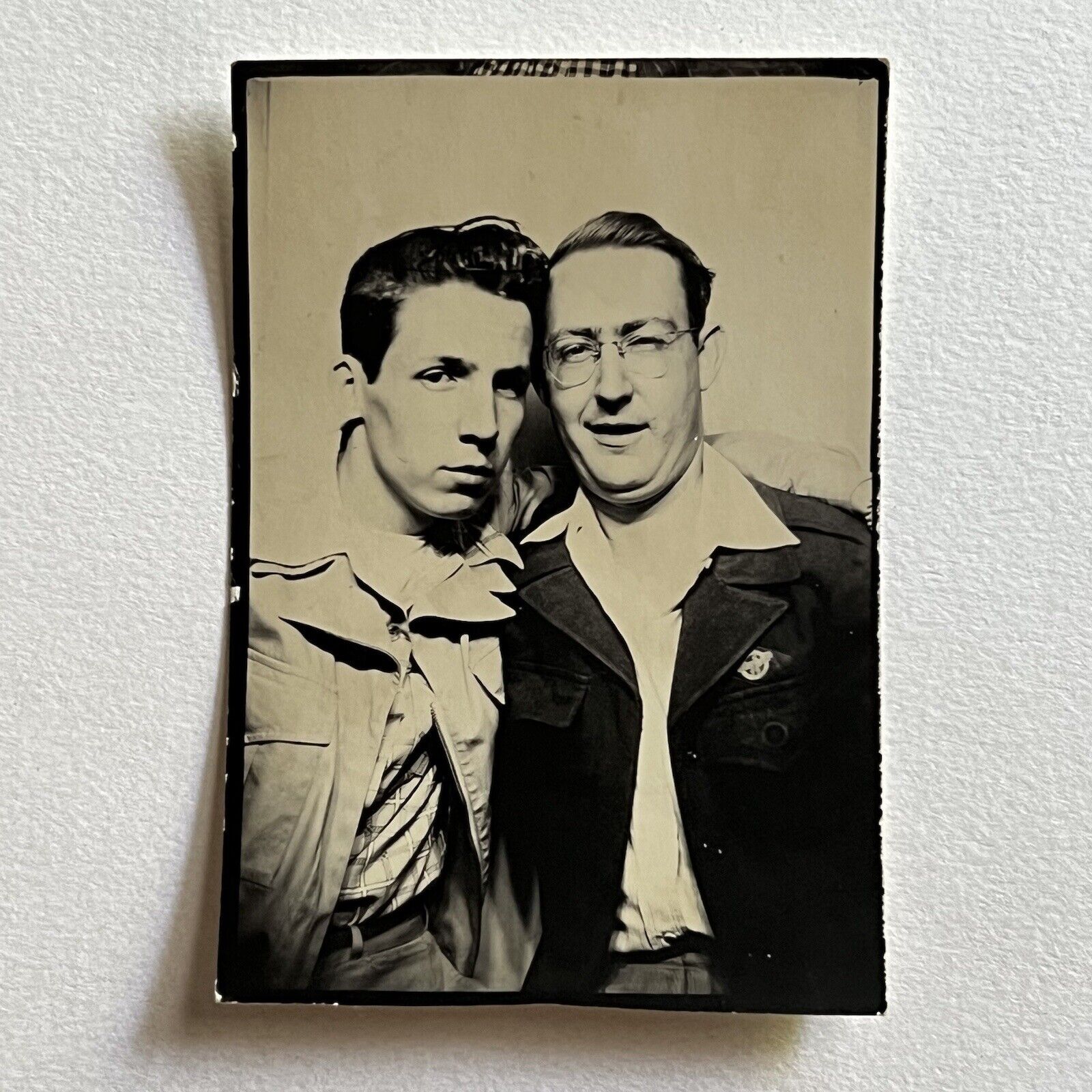 Vintage Photo Booth Photograph Handsome Young Men One Serious One Funny Face