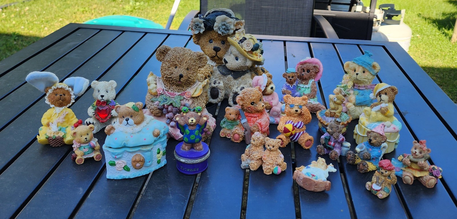 Vintage Resin Teddy Bear Figurines Collectible Lot of 20 Large to Small