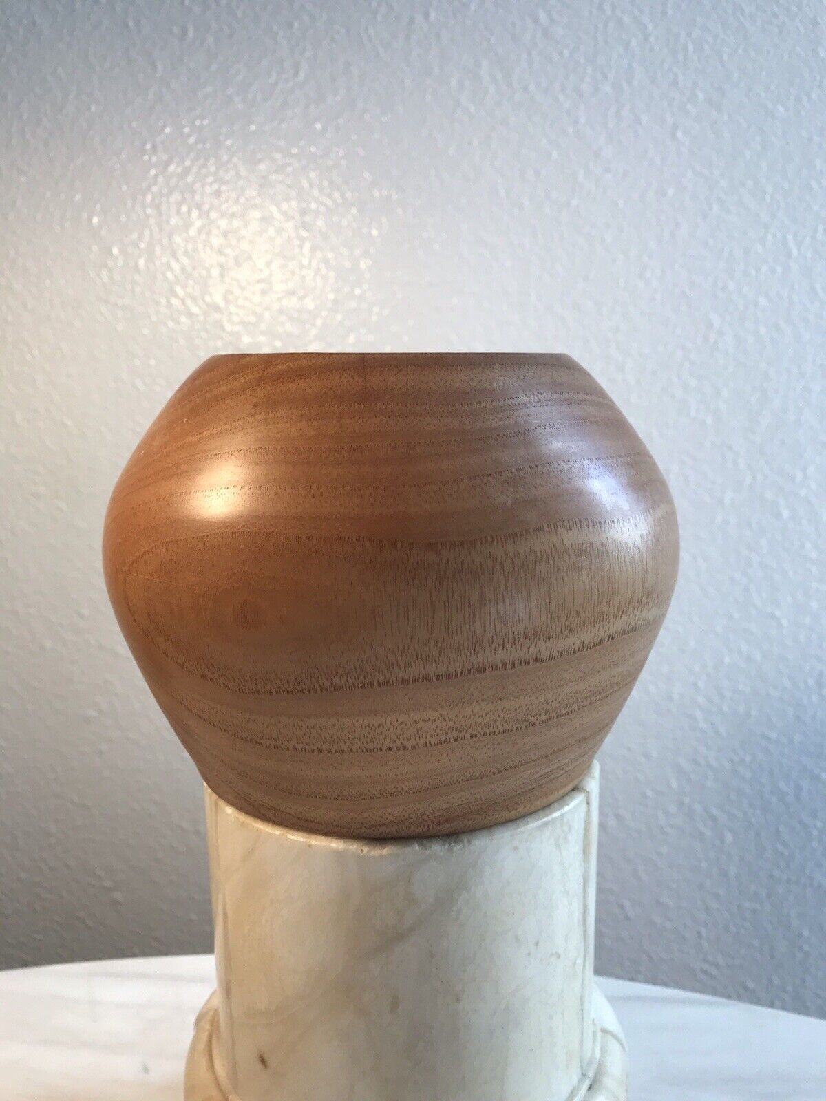 Vintage Hand-Crafted Turned Decorative Wooden Wood Vase Modern Object Signed