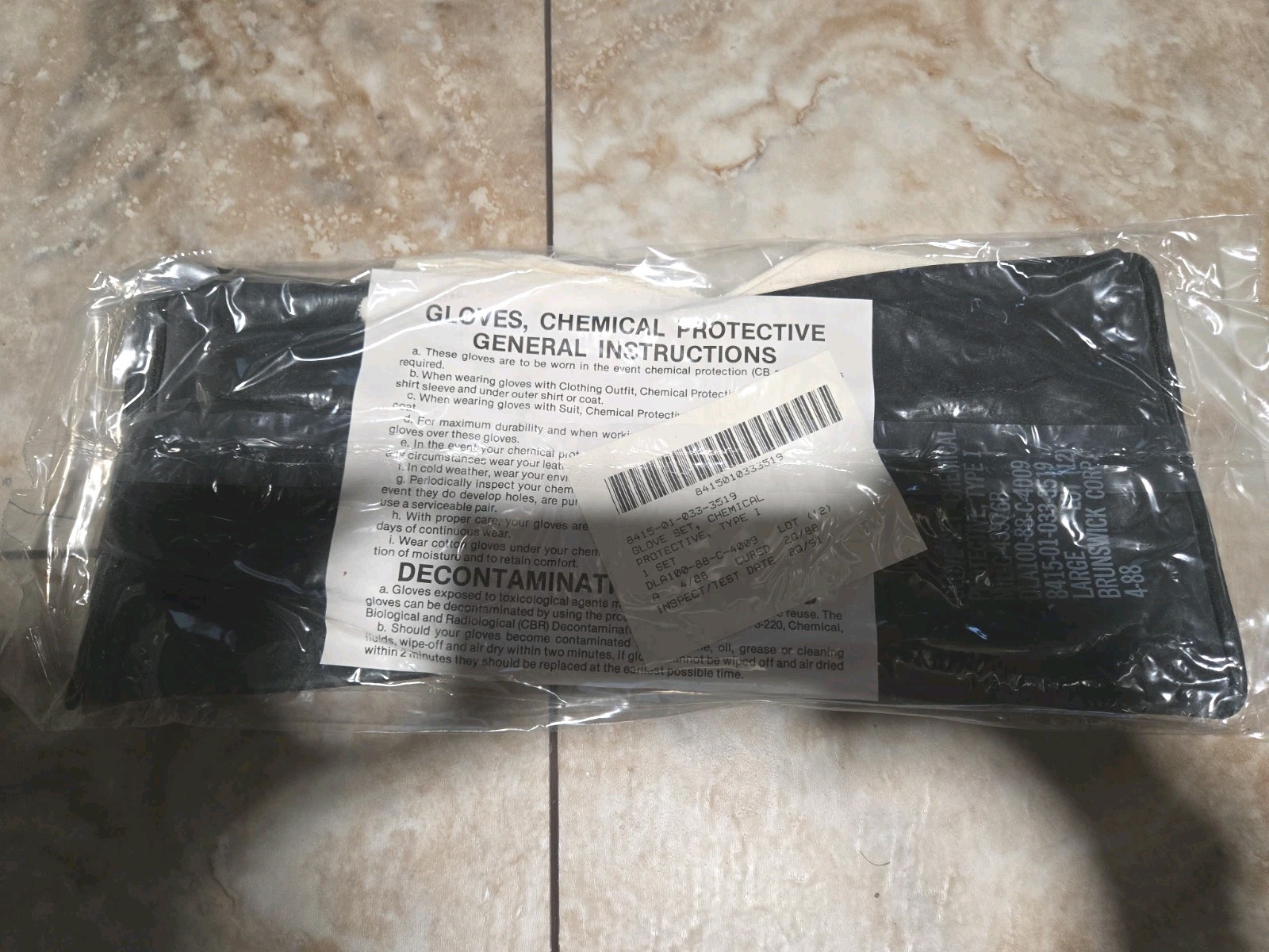 US Military Army Chemical Protective Large Glove Set 8415-01-033-3519 NOS 1991