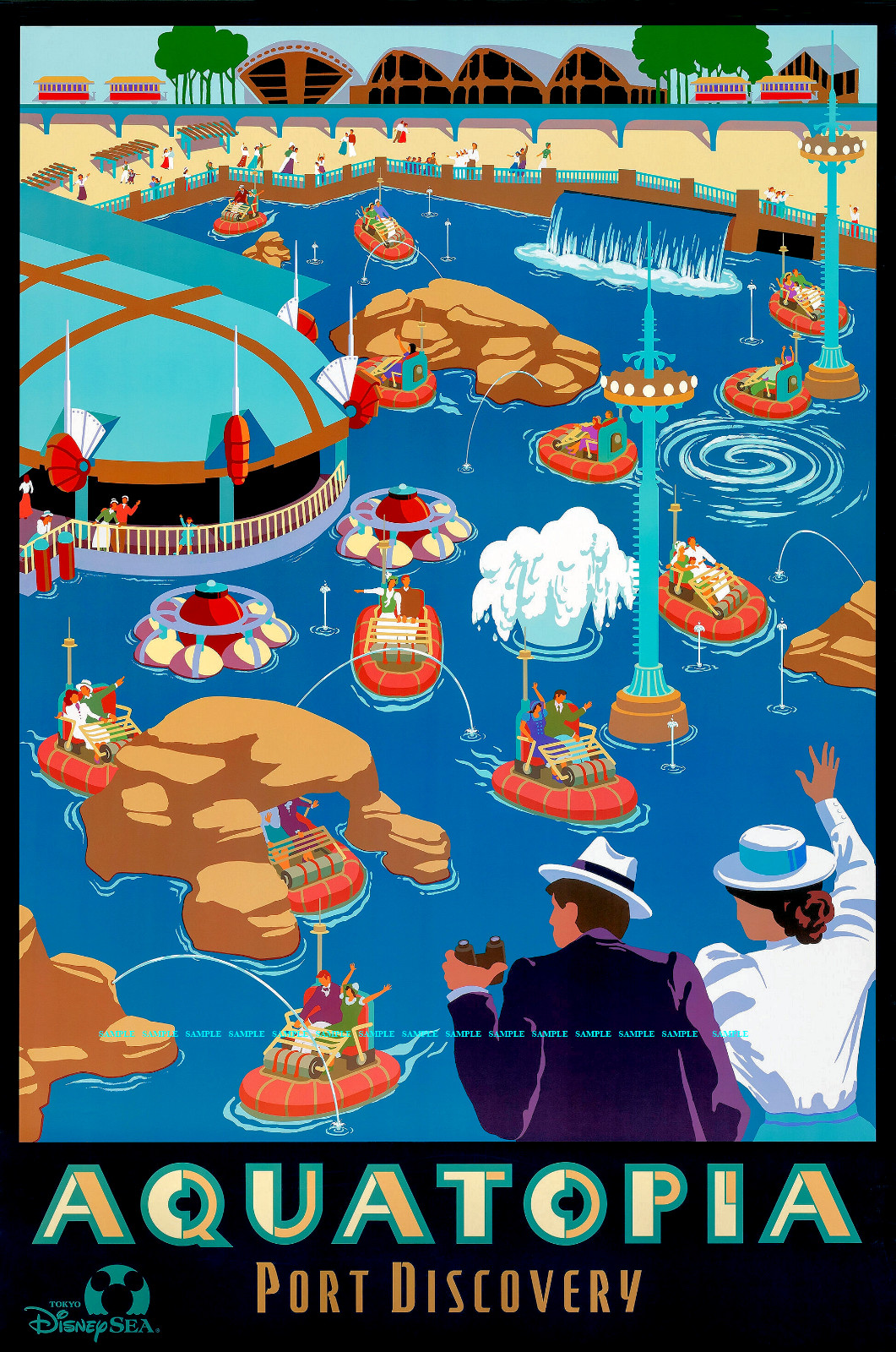 2001 Tokyo DisneySea Aquatopia Port Discovery Attraction Poster 11 x 17