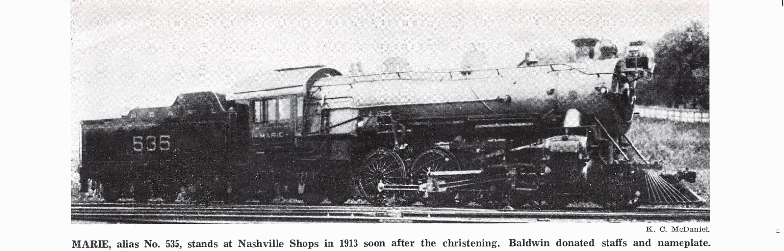 NC&StL Marie No 535 4-6-2 Pacific Steam Locomotive 1913 Nashville 1967 Mag Image