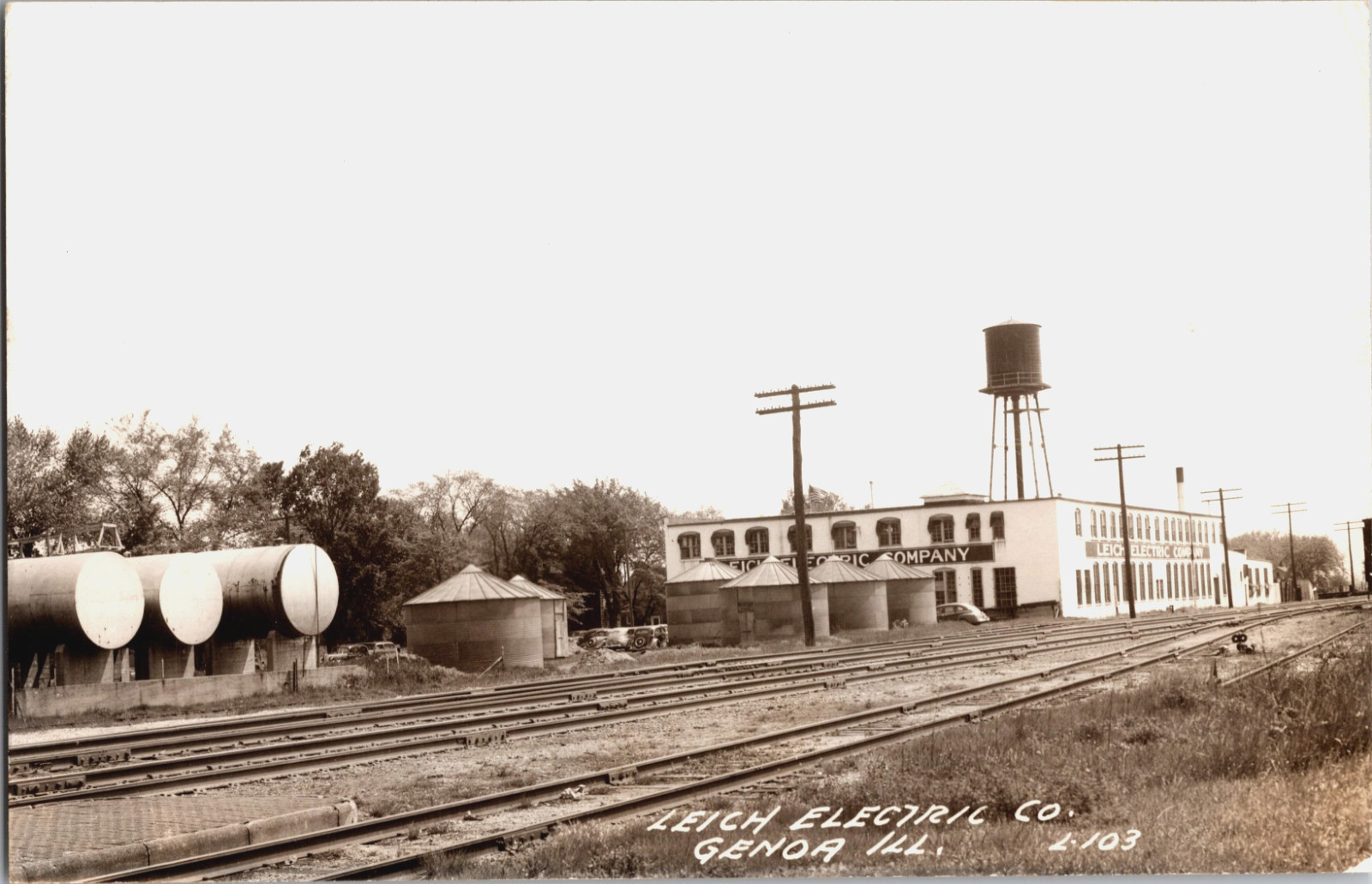 Leich Electric Company Genoa Illinois Factory Railroad RPPC Postcard
