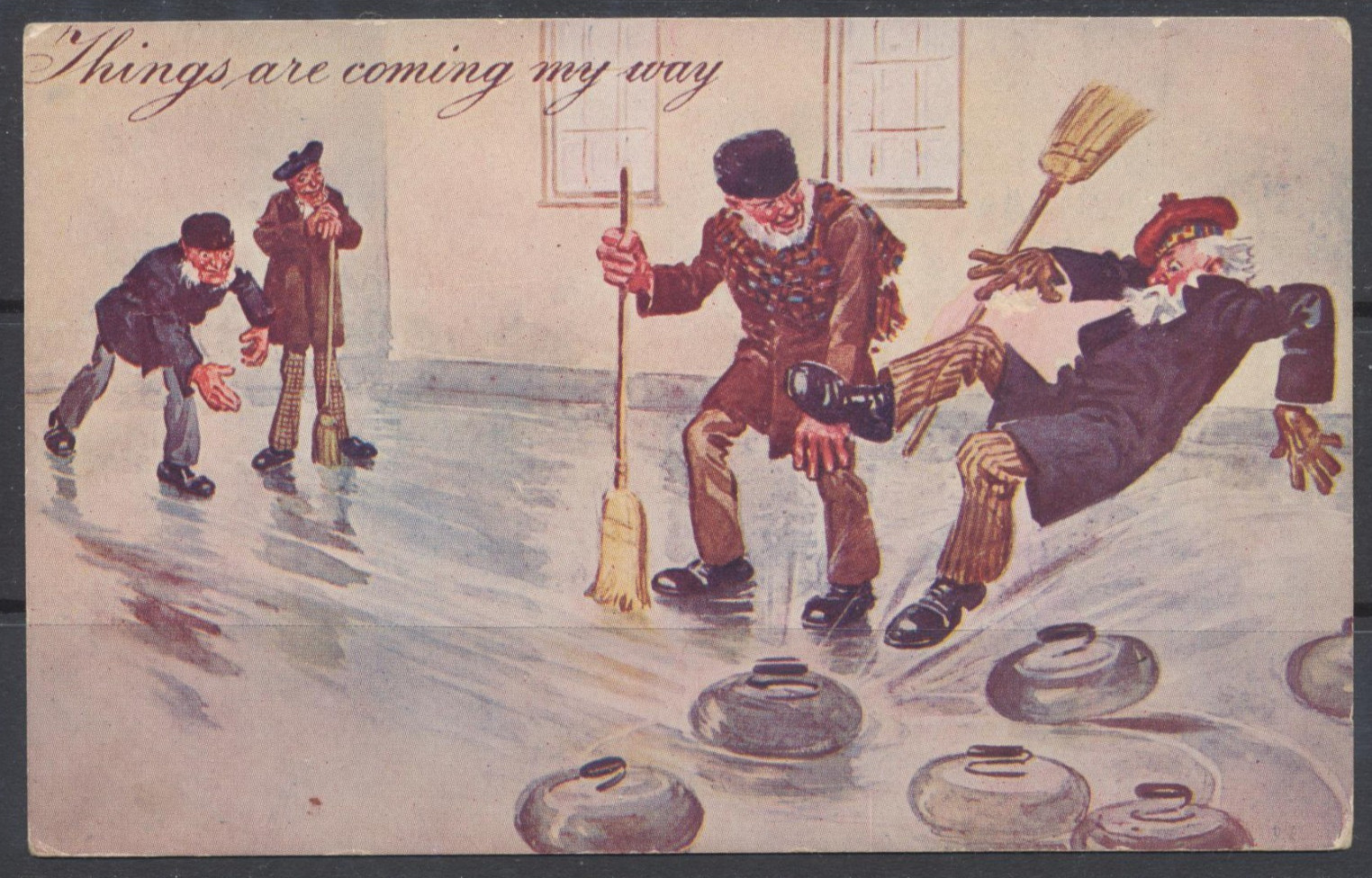 1913 Canada ~ Curling ~ Humour ~ Things are Coming My Way ~ Warwick Bros.