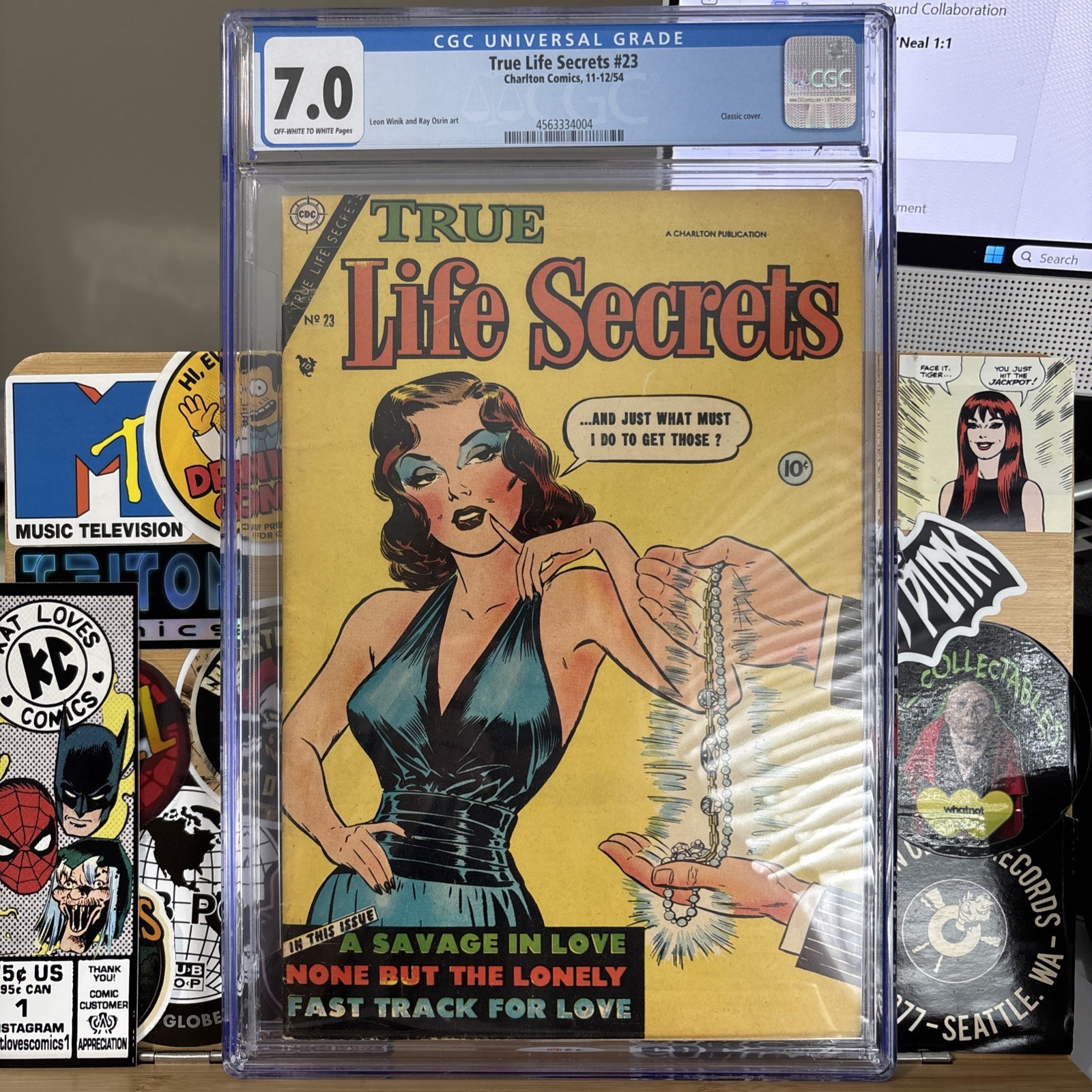 TRUE LIFE SECRETS #23 CGC 7.0 White To OW Pages CLASSIC COVER CHARLTON 1954