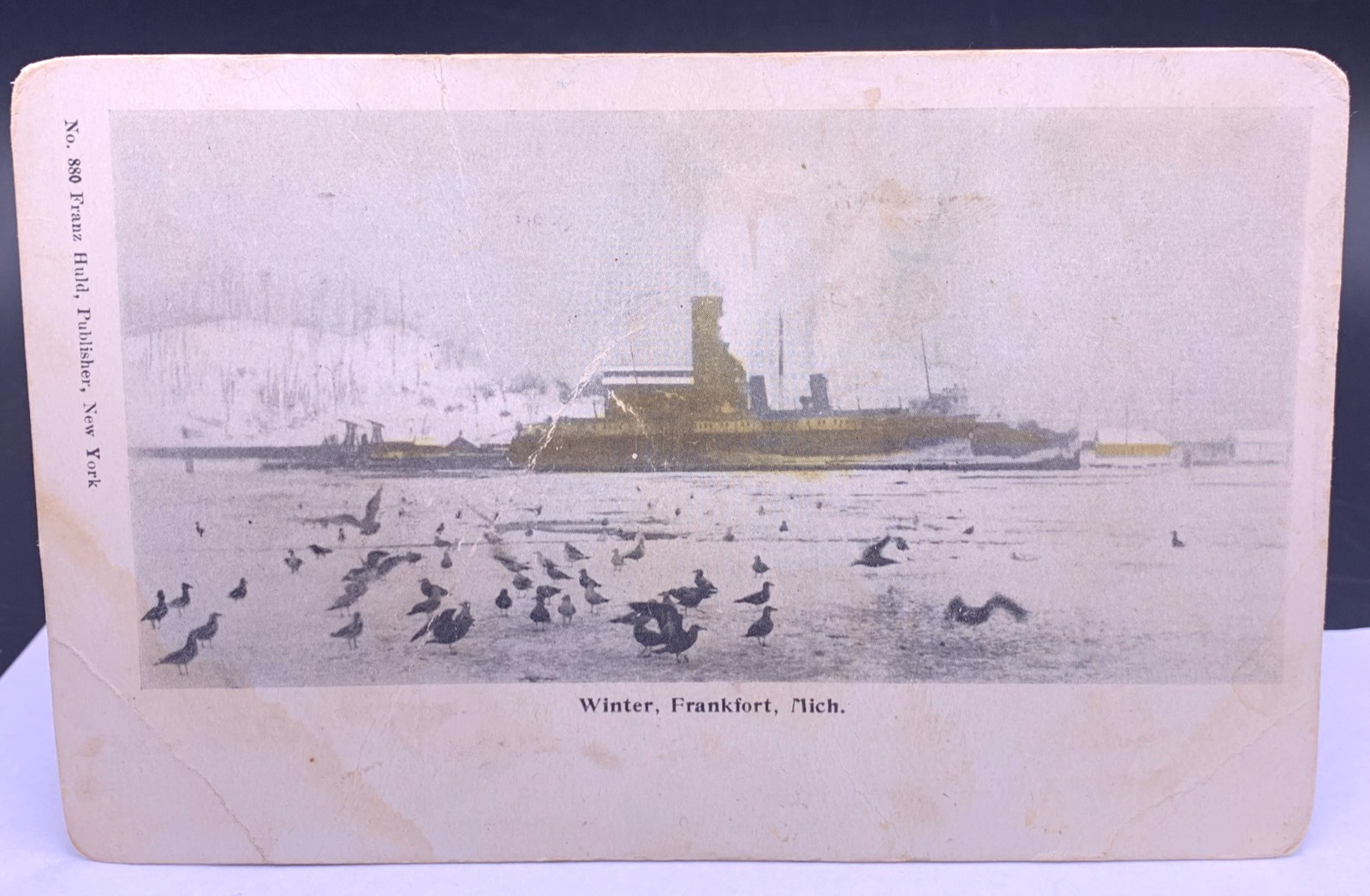 Vintage R.P.P.C. Photograph postcard 1906 Winter, Frankfort Michigan Franz Huld