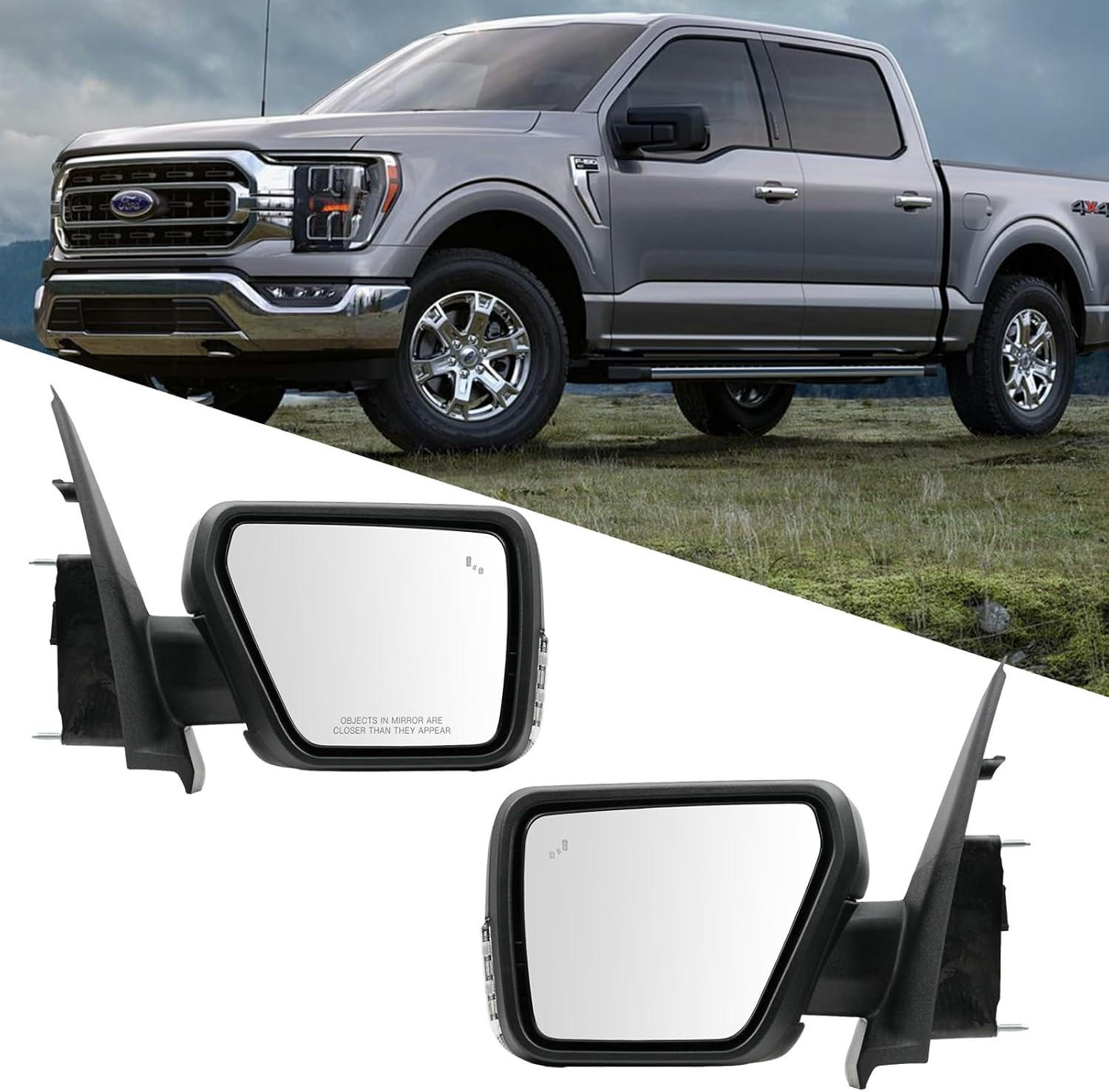Pair Side Mirrors for Ford F150 2021 2022 2023 2024, Passenger and Driver Heated