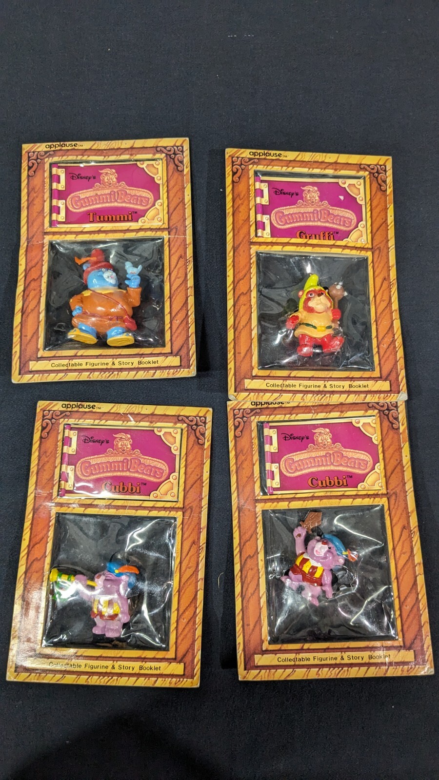 1985 Applause Disney Gummi Bears Figurines & Book Lot Tummi, Cubbi, Gruffi