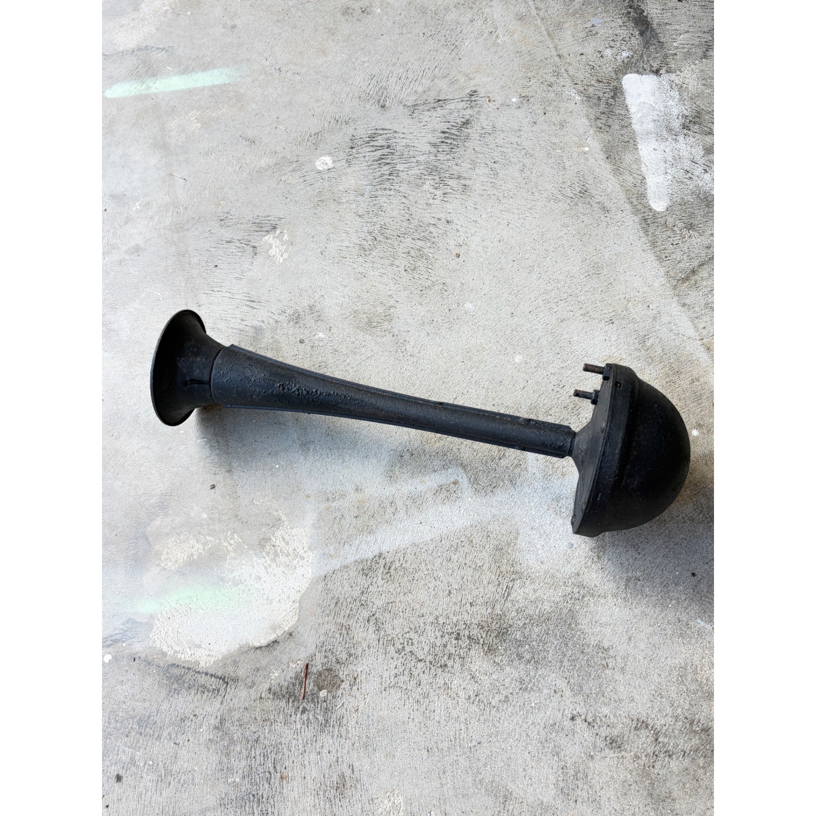 Vintage Cast Metal Trumpet Horn Industrial Signal Antique Black Automotive Part