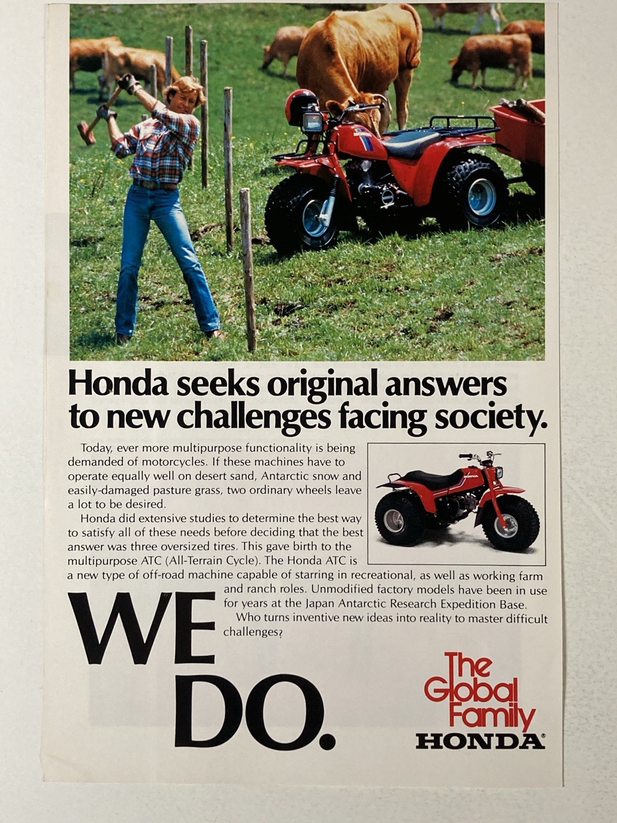 1982 Honda ATC Motorcycle Print Ad Multipurpose All Terrain Cycle