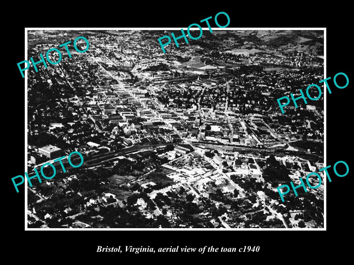 Bristol Virginia Aerial View Of The Town C1940 Large Historic Old Photo