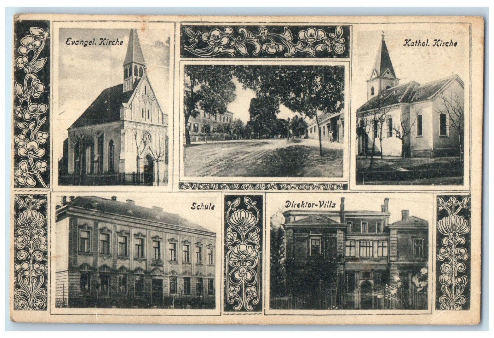c1910 Neufeld Lajta-ujfalu Burgenland Austria Churches Multiview Postcard