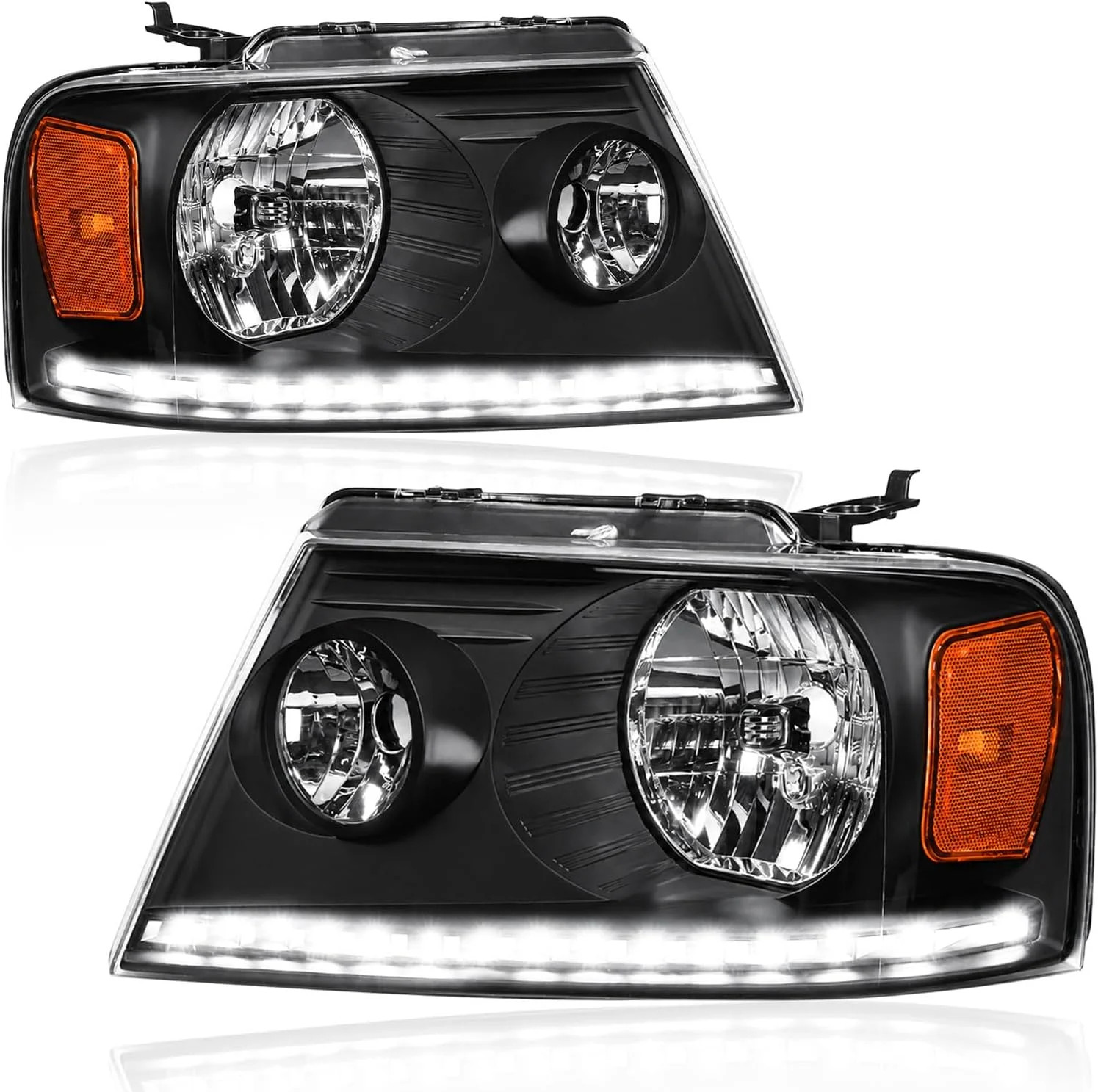 Projector LED DRL Headlights Assembly For 2004-2008 Ford F150 F-150 Headlamps