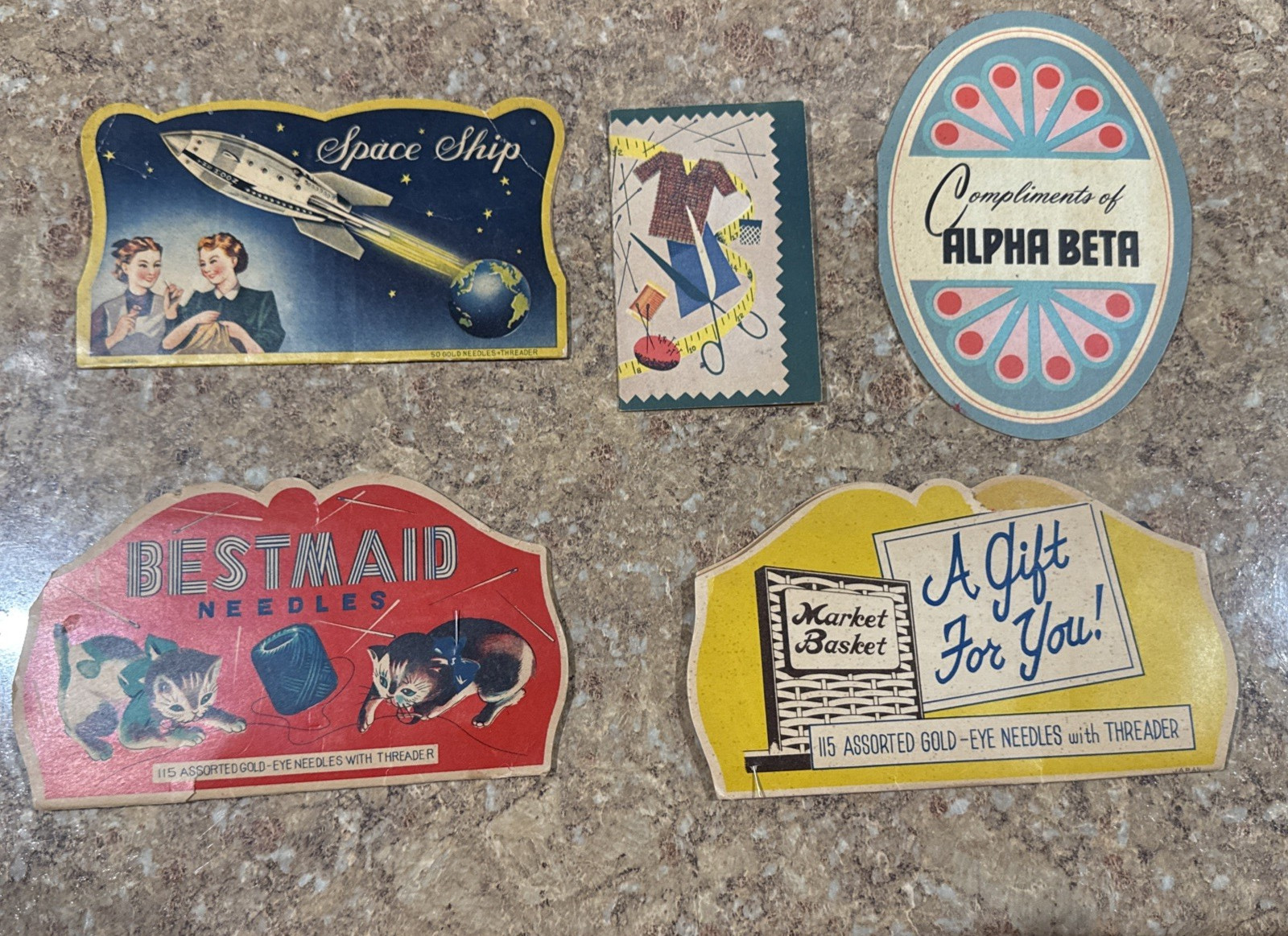 5 VTG Sewing Needle Books colorful Advertising NEEDLES THREADERS cardboard LOT 5 VTG Sewing Needle Books colorful Advertising NEEDLES THREADERS cardboard LOT