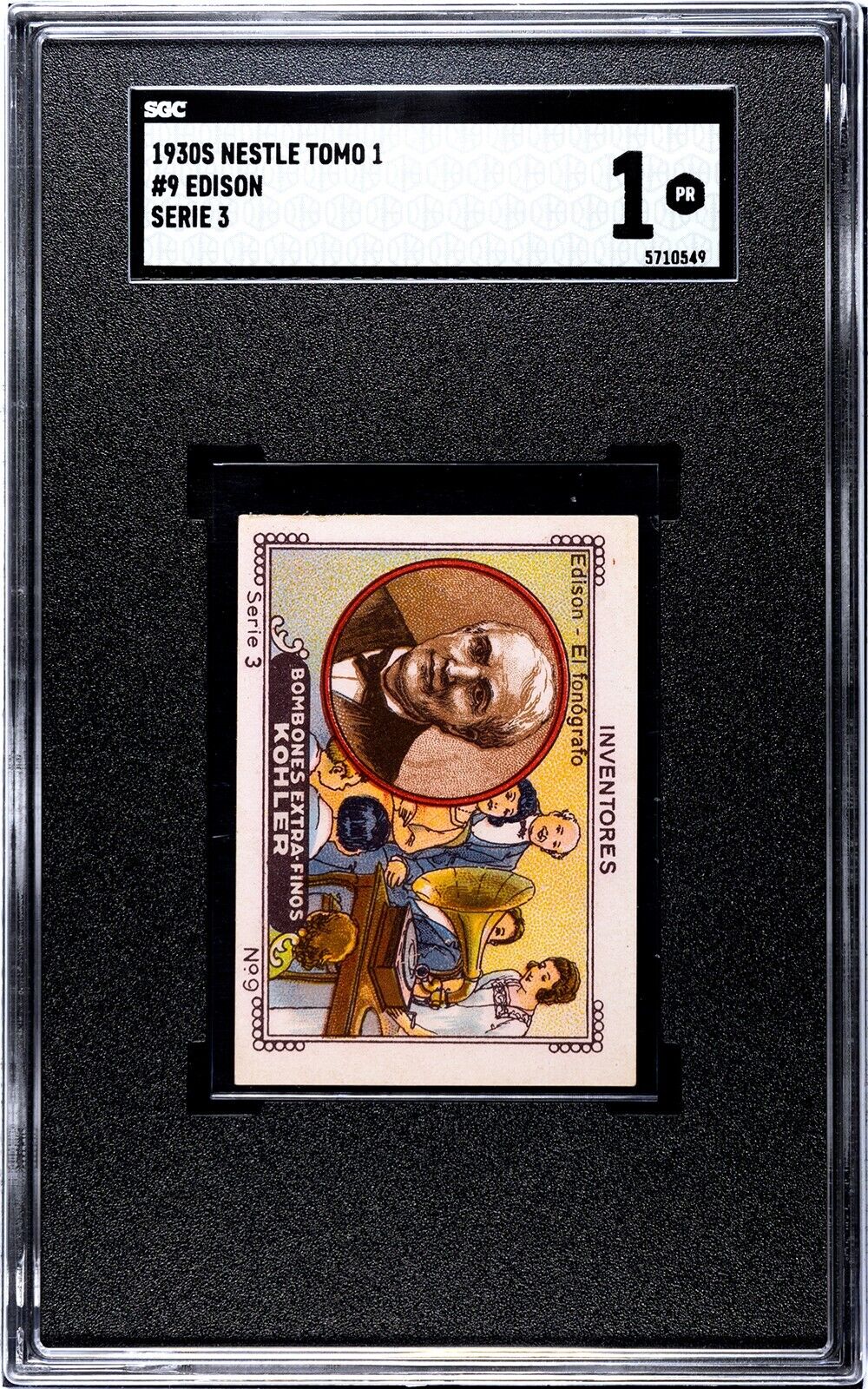 1930s Thomas Edison Nestle Card SGC 1 HIGHEST GRADED Vintage Inventor