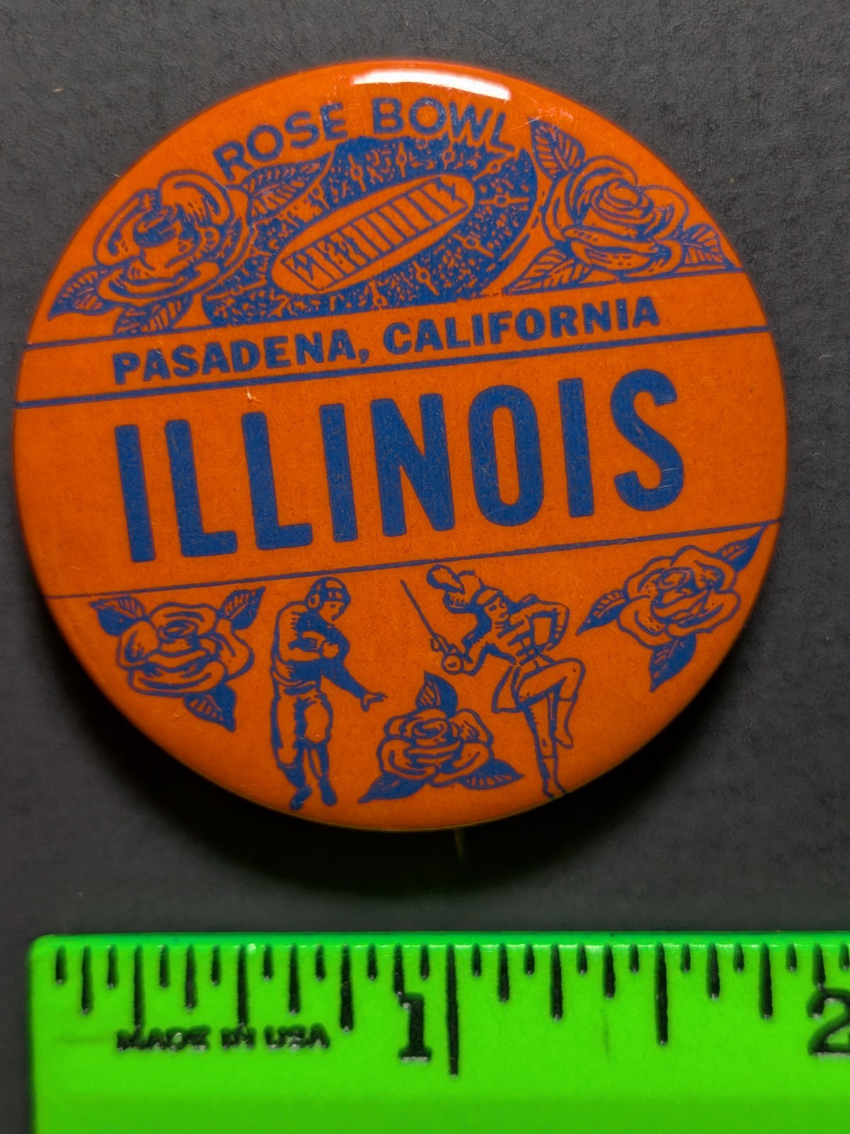 Vintage Illinois Rose Bowl College Football Pinback Pin