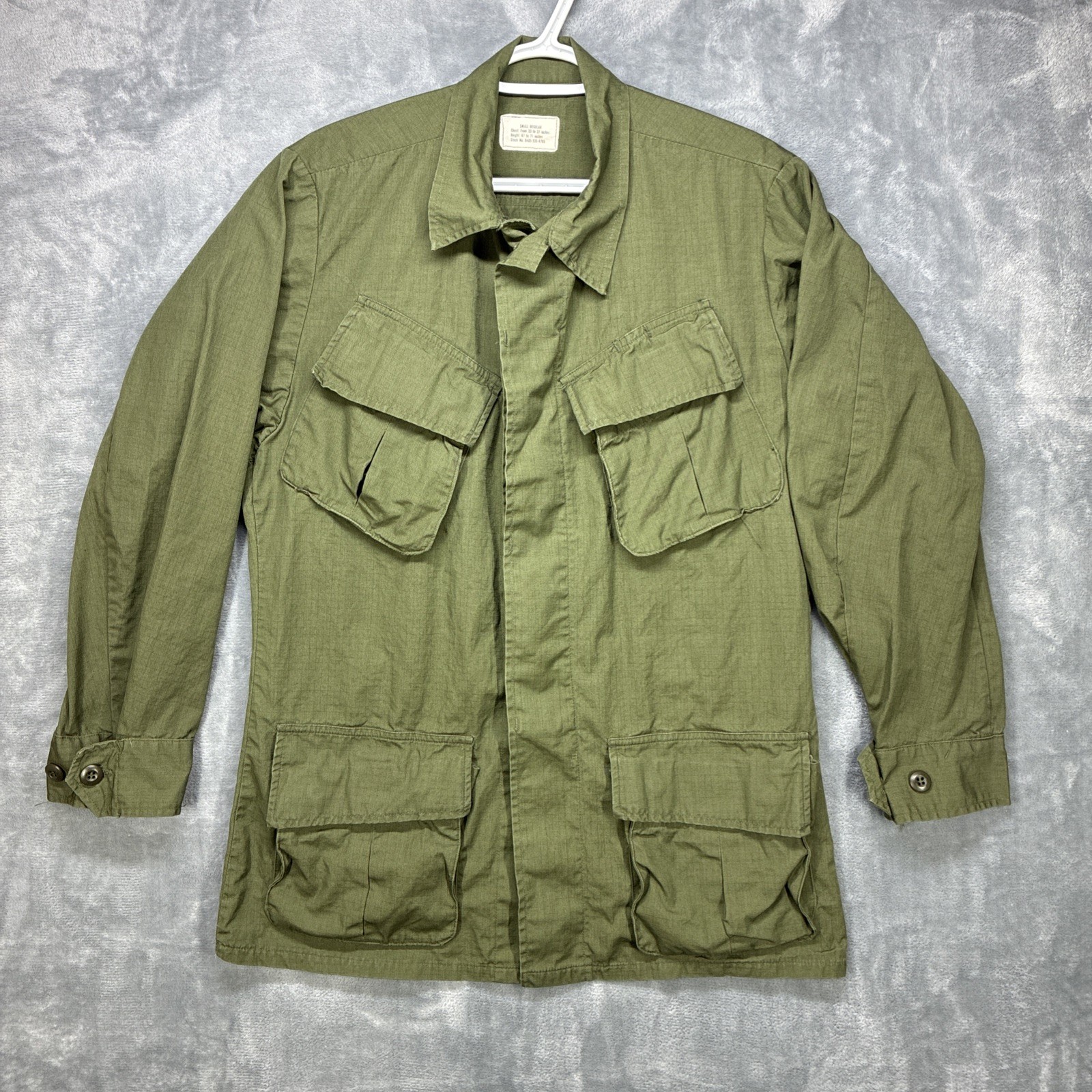 Vtg 1969 Vietnam US Army Jungle Jacket Slant Pocket Ripstop OG-107 Small Long