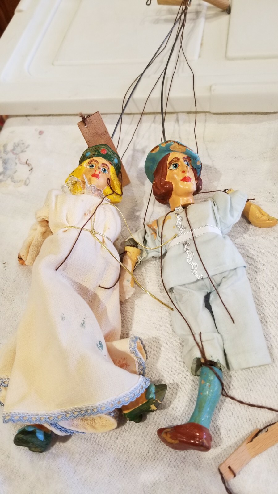 Vintage Praha Marionetts By M. Kasal Lot Of 2 Leg Missing On Boy