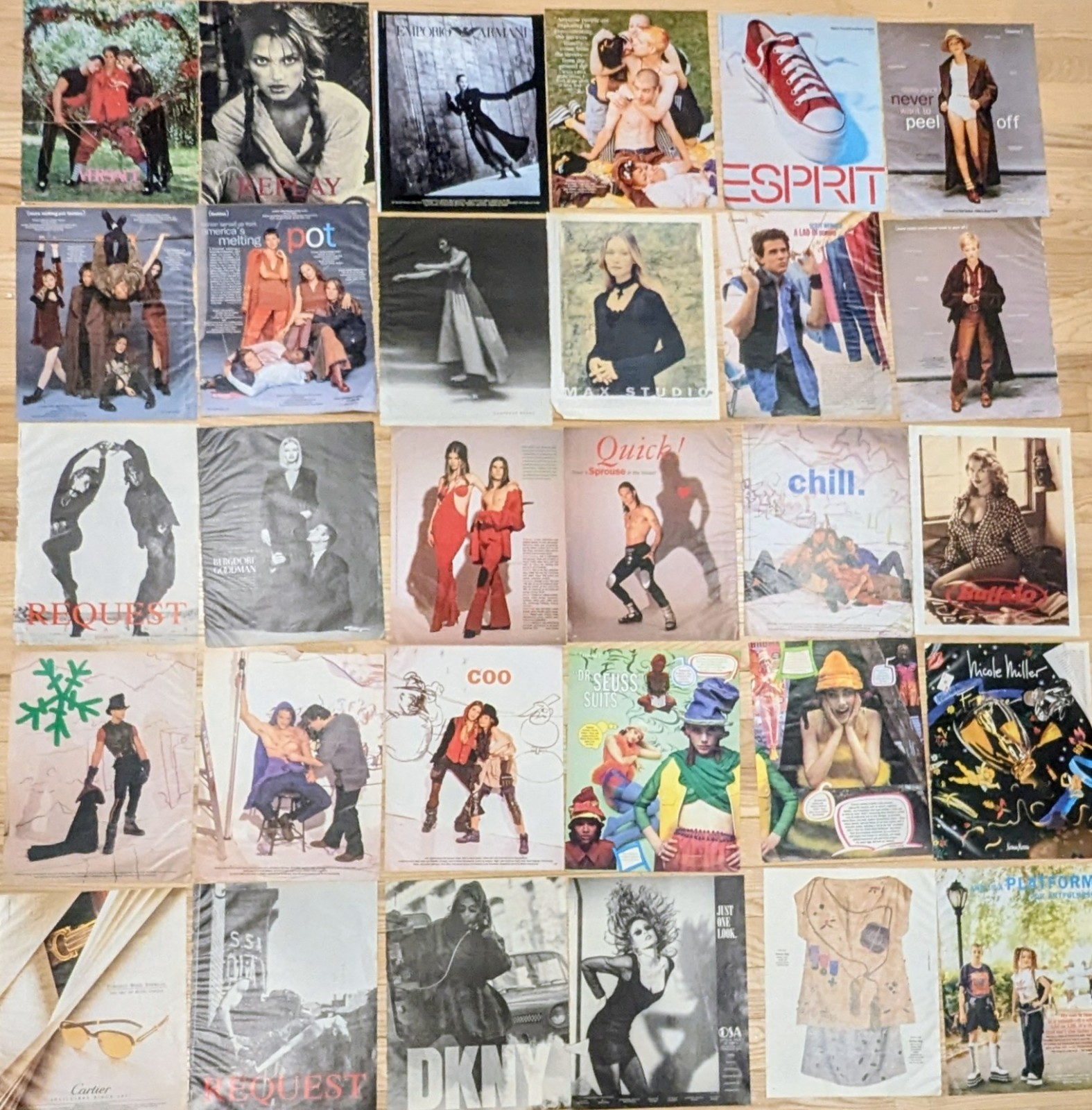 30+ Lot Early 1990s Fashion Print Ads / Editorial Spreads 13.5\