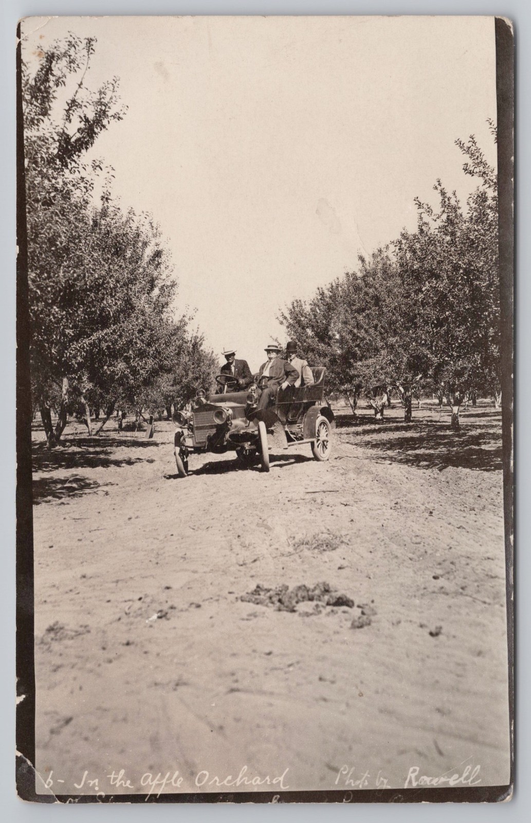 RPPC Posted 1914 Grants Pass OR Apple Orchard Men Automobile Car Photo Postcard