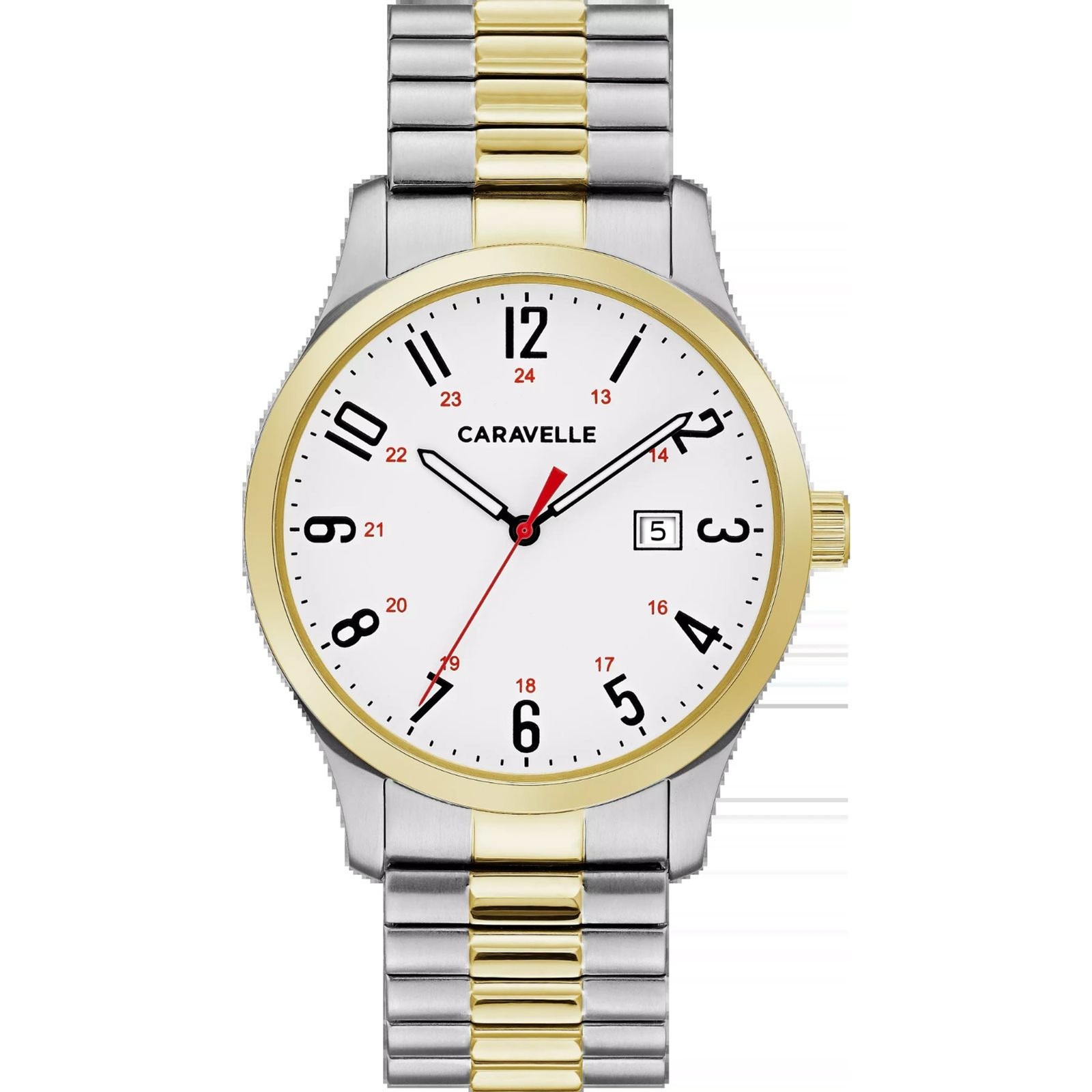 Caravelle by Bulova 45B147 Men's Two Tone Watch White Dial 40mm Quartz NEW