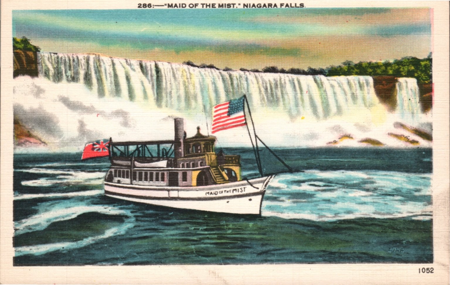 Niagara Falls Maid of the Mist Steamboat Linen Postcard Metrocraft USA Niagara Falls Maid of the Mist Steamboat Linen Postcard Metrocraft USA