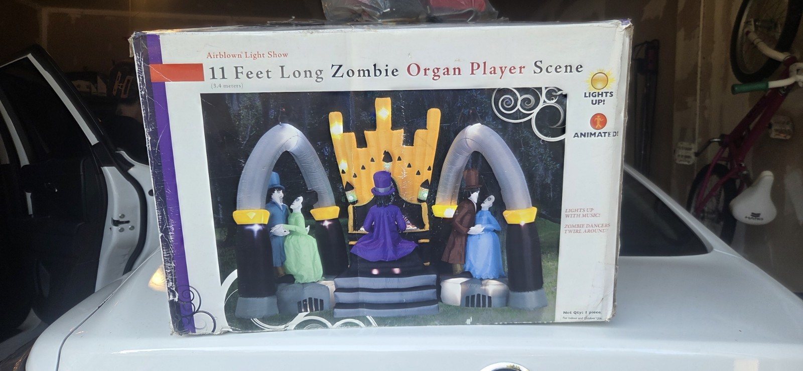 Gemmy Zombie Organ Player Inflatable Airblown 11\' ft Halloween Tested - RARE