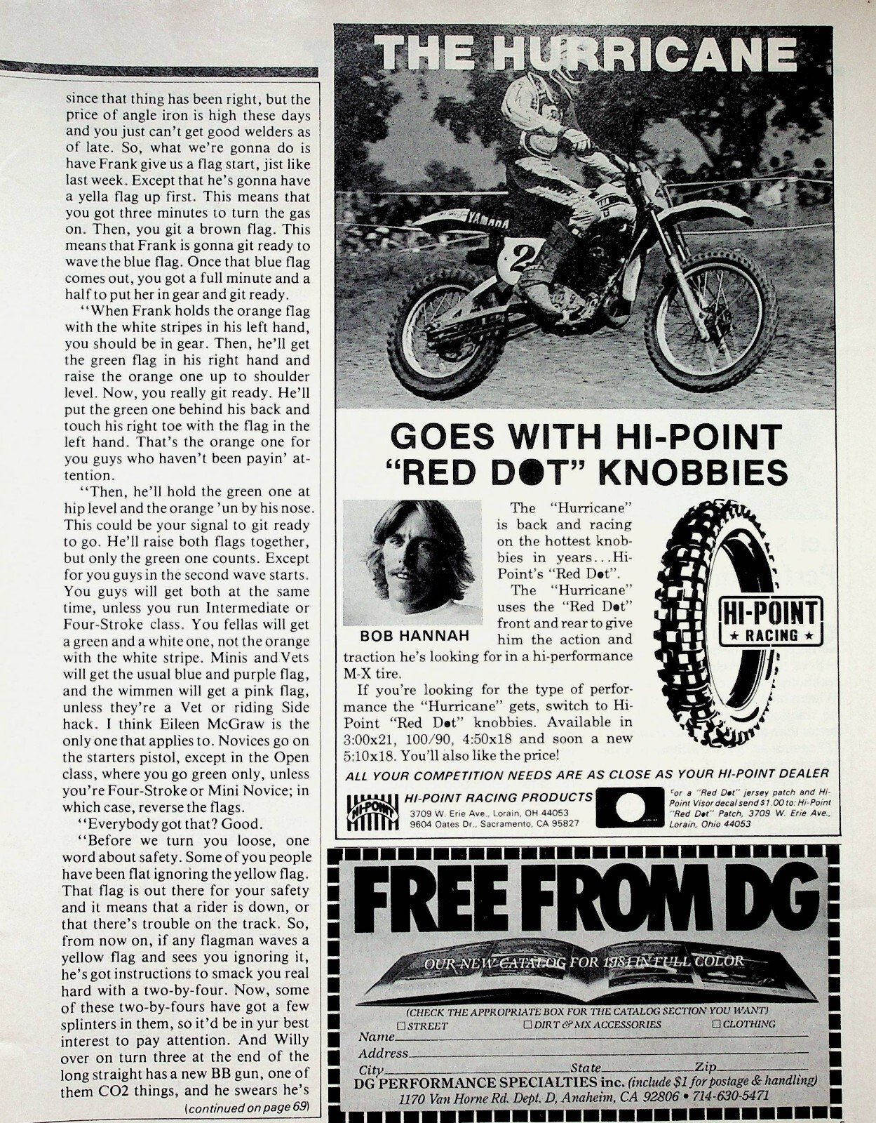 1981 Bob Hurricane Hannah Hi Point Red Dot Knobbies Motocross Tires - Vintage Ad
