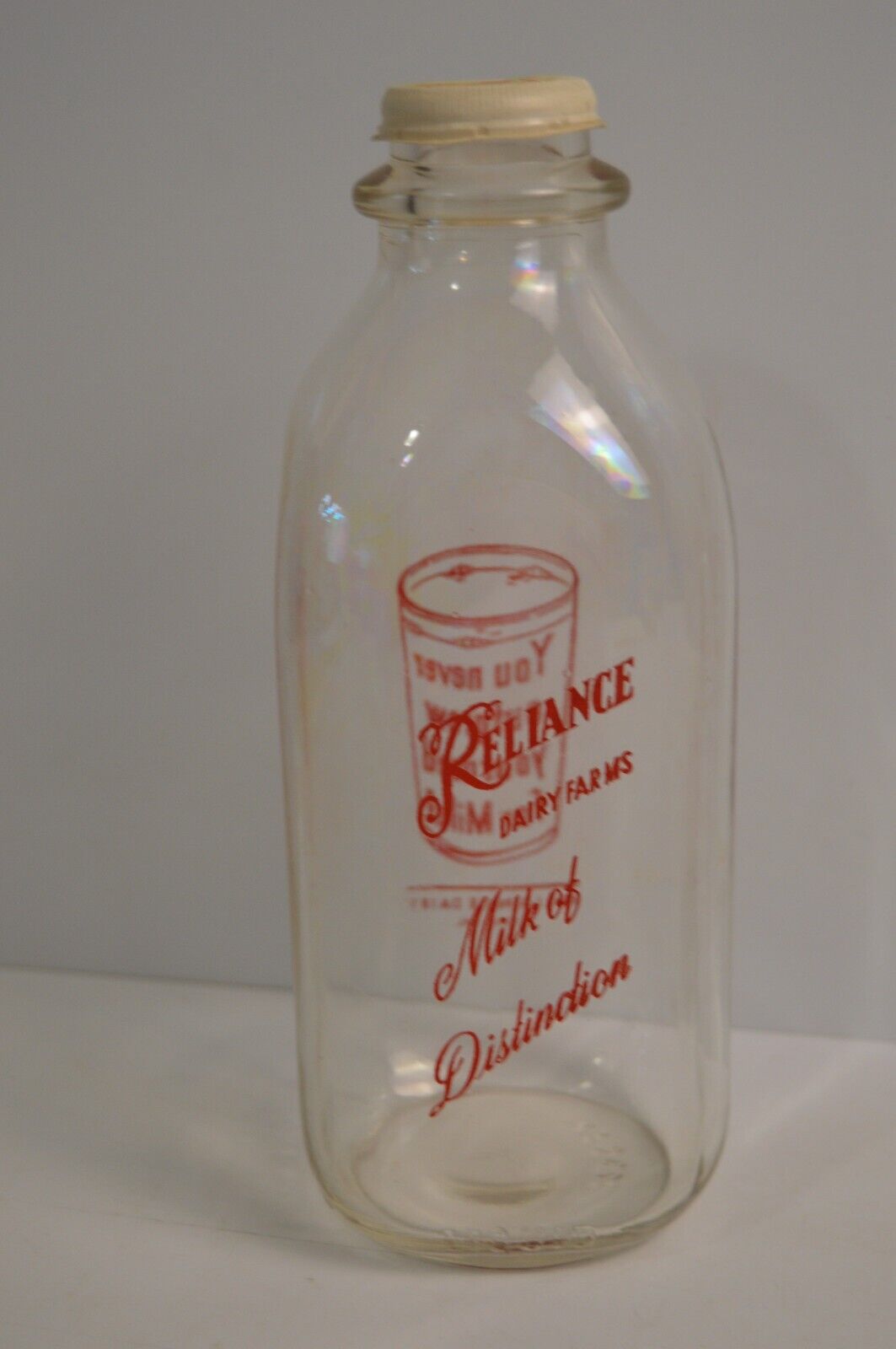 Vintage Reliance Milk Bottle Glass Dairy \