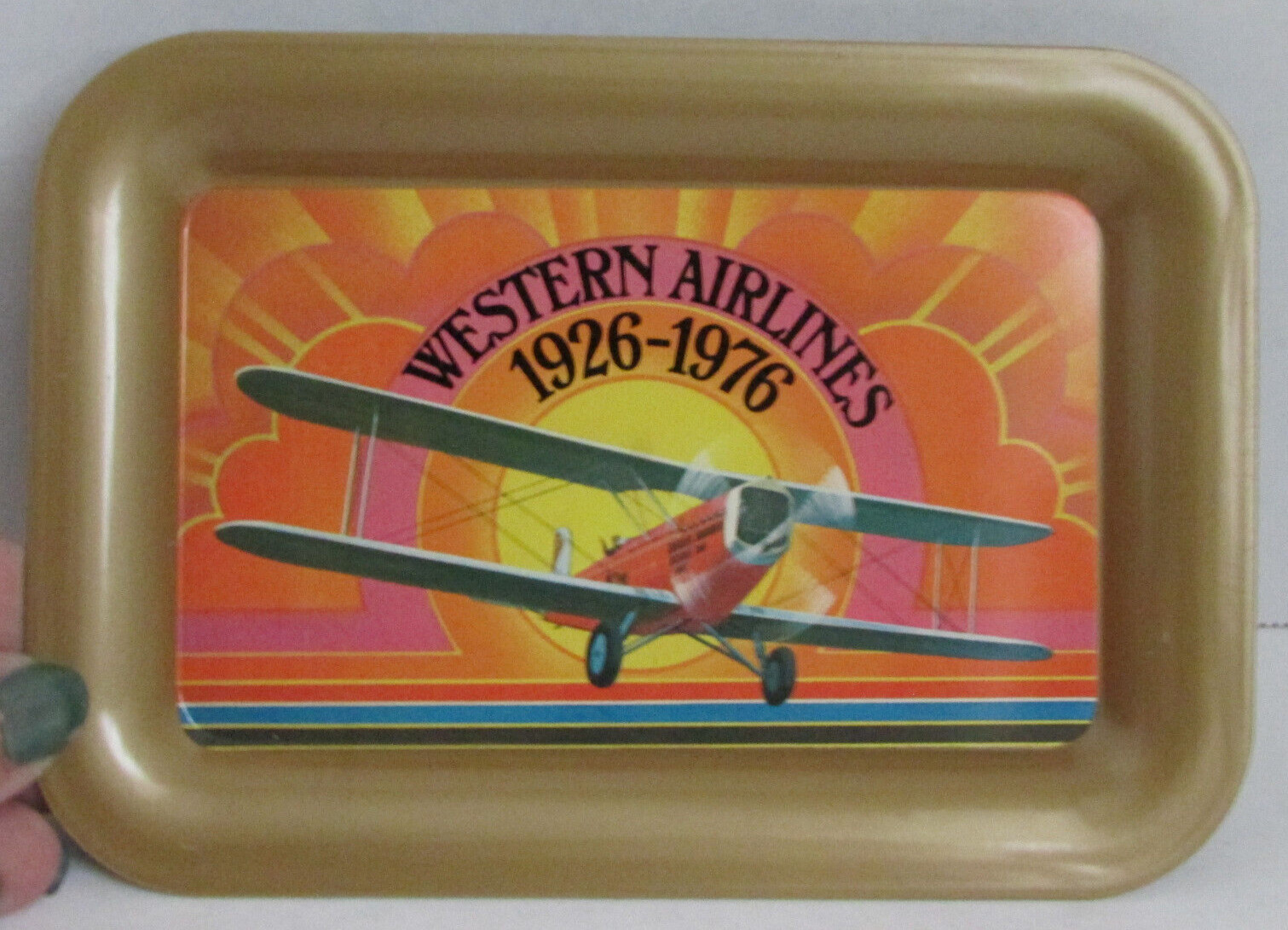 VINTAGE Western Airlines 1926-1976 50th Anniversary Mini Trinket Tray