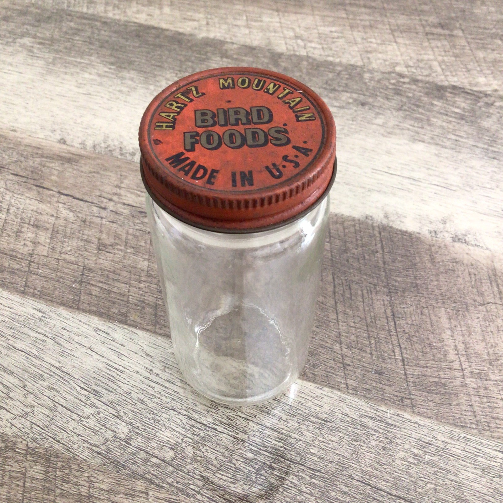 Hartz Mountain Bird Foods Glass Jar with Metal Top Made in USA ~ Advertisement