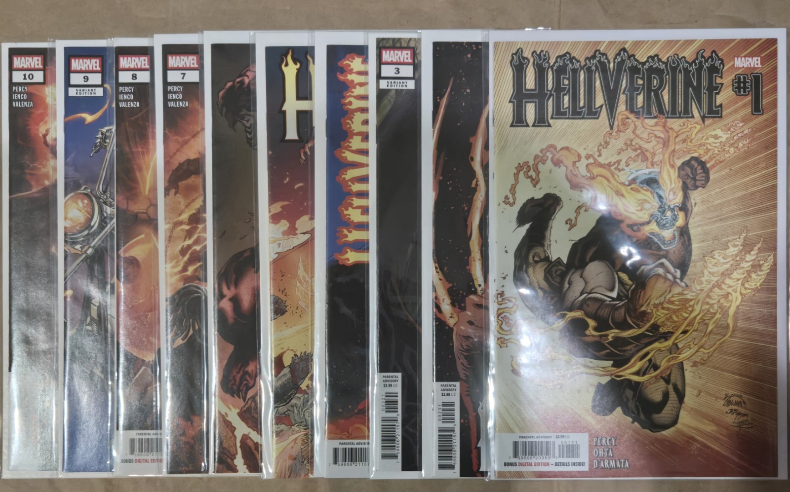 HELLVERINE #1-10 COMPLETE RUN WOLVERINE GHOST RIDER HYBRID FULL SET MARVEL NM
