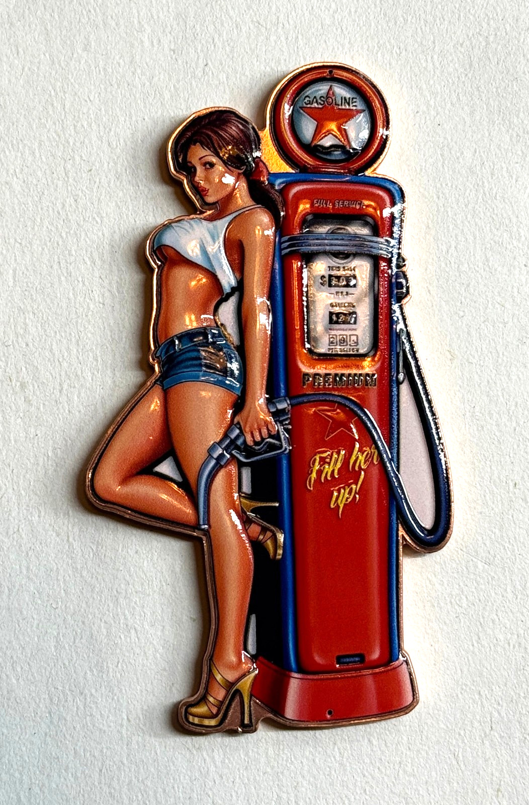 2026 Fill Er Up 3 oz .999 Copper Medal Pinup Gas Pump Colorized Mintage 3000