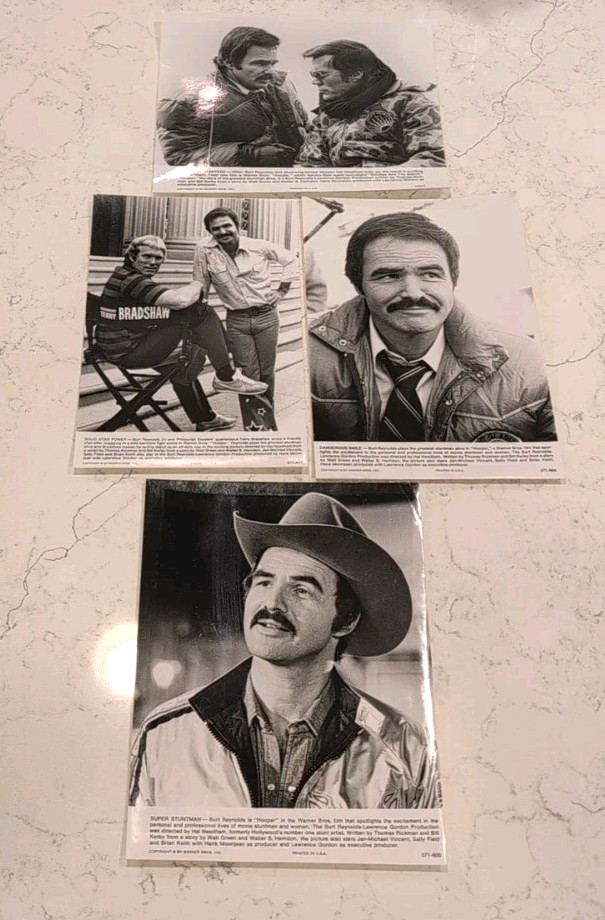1978 HOOPER BURT REYNOLDS MOVIE PRESS PHOTO LOT (4) w/ TERRY BRADSHAW