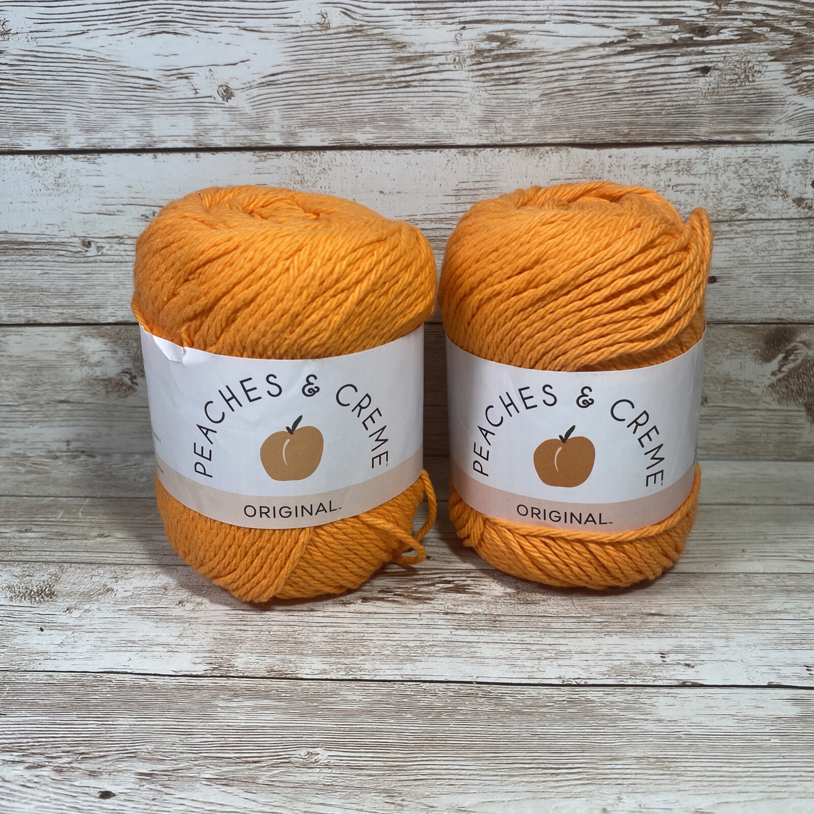 Lot of 2 Peaches n Cream Yarn 240 yd 5 oz Tot. 100% Cot. Bright Orange