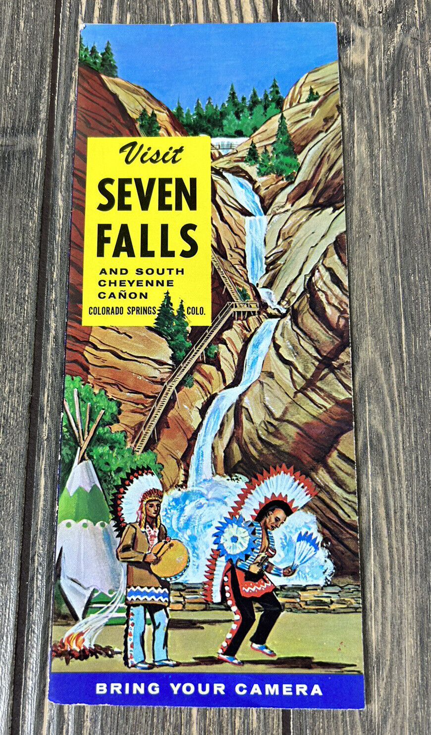 Vintage Visit Seven Falls And South Cheyenne Canon Colorado Springs CO Pamphlet 