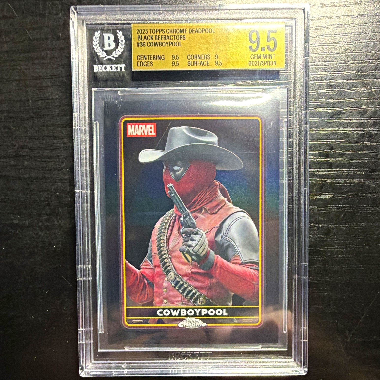 2025 Topps Chrome Deadpool Cowboypool #36 Black Refractor /10 Marvel Card 