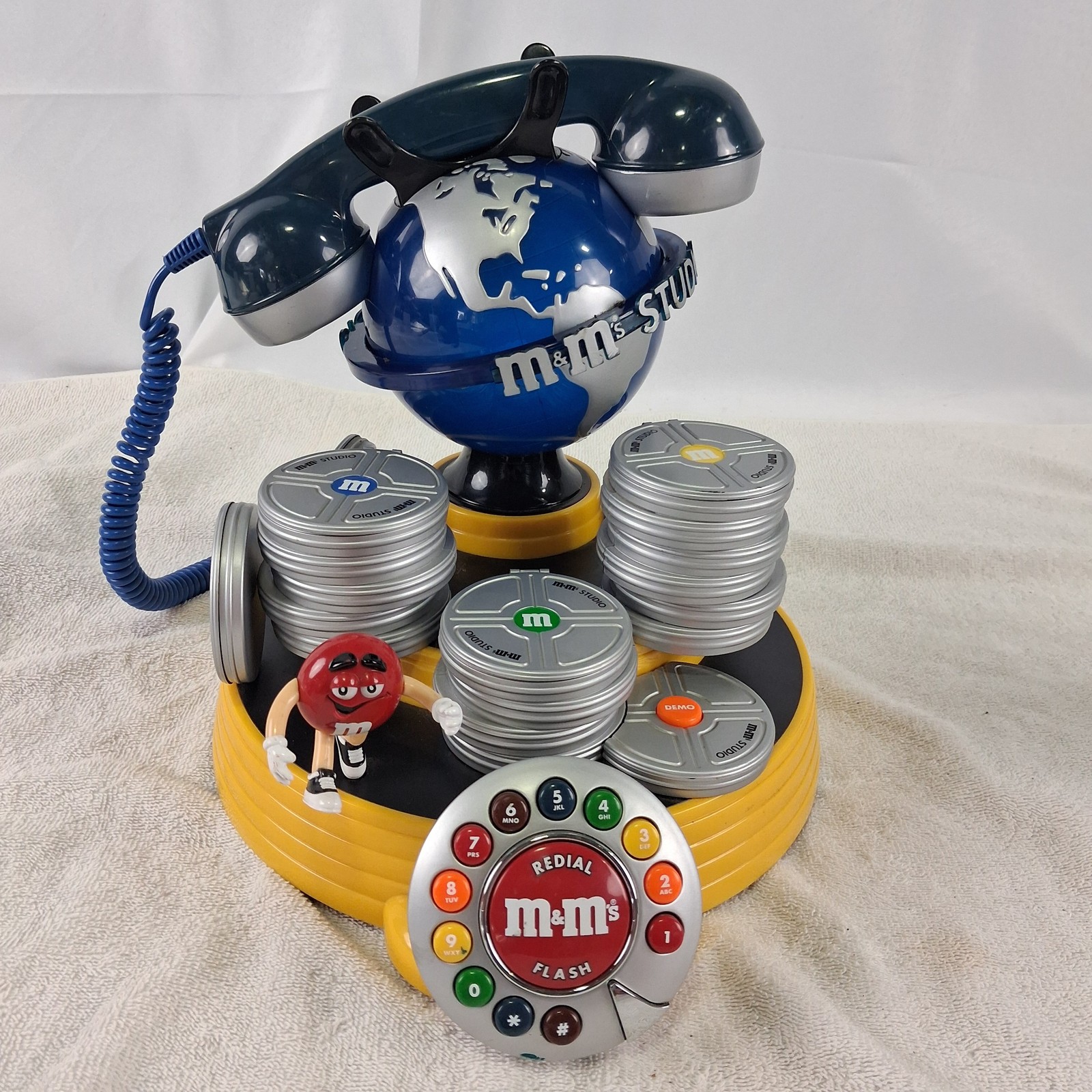 Vintage M&M\'s Studio Globe Film Reel Telephone Red M&M Character Landline Phone
