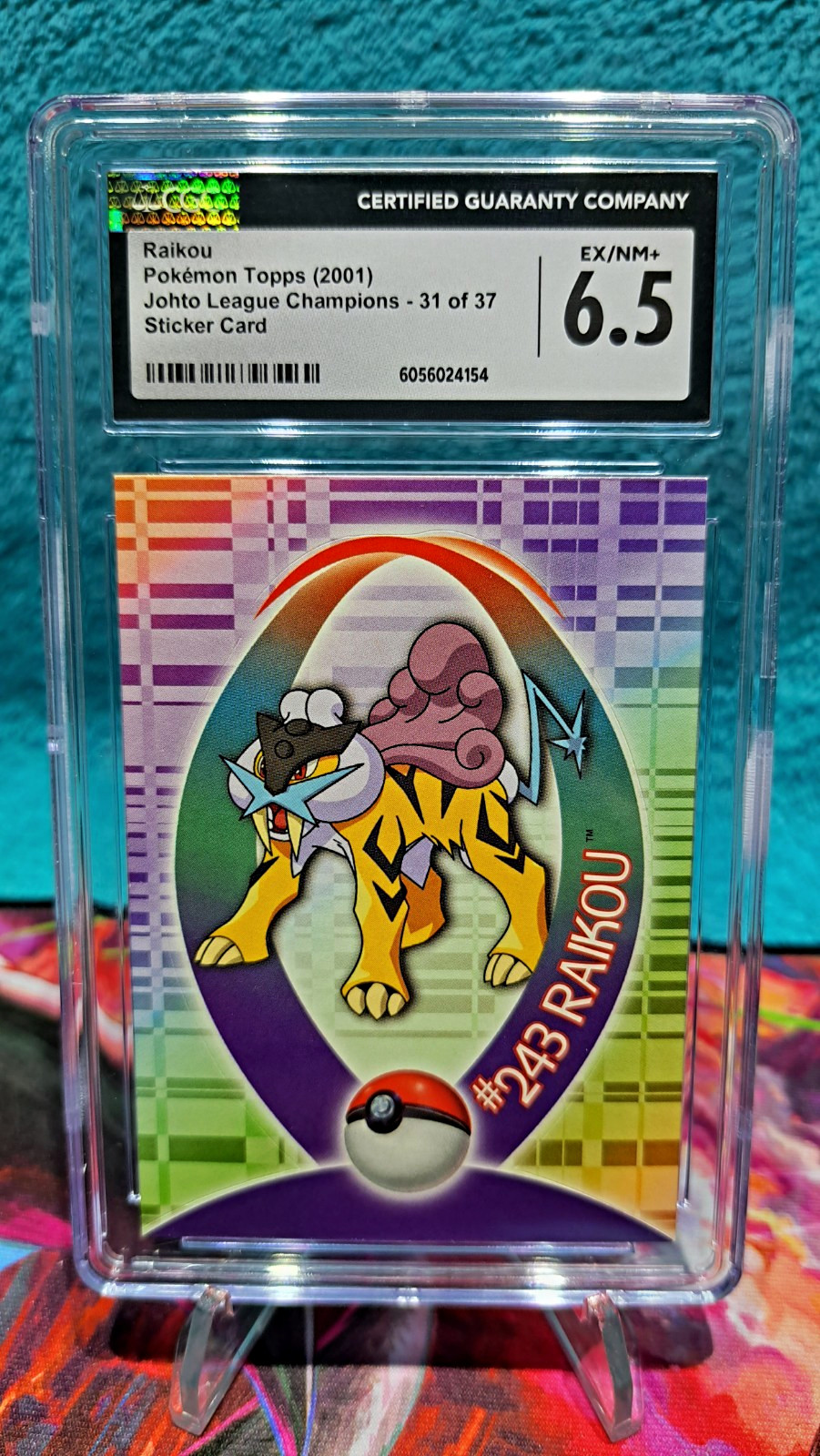 💥✨️POP 1✨️ Raikou #31 of only 37 Pokémon Topps 2001 Vintage Sticker ✨️CGC 6.5✨️