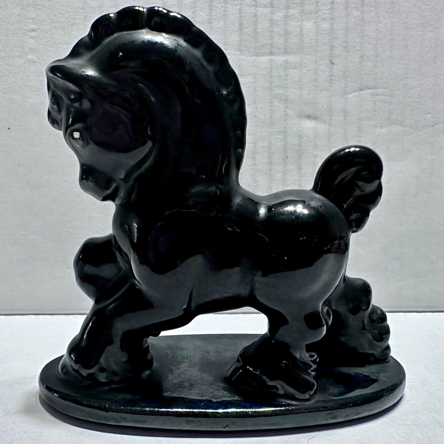 Vintage Royal Haeger Black Ceramic Horse Figurine MCM Shire Clydesdale Statue