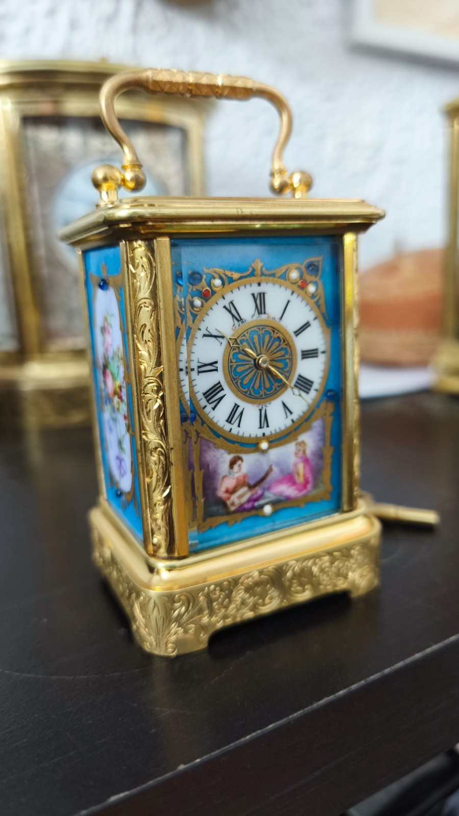 RARE pendulette de voyage  Mignonnette Sèvres enamel