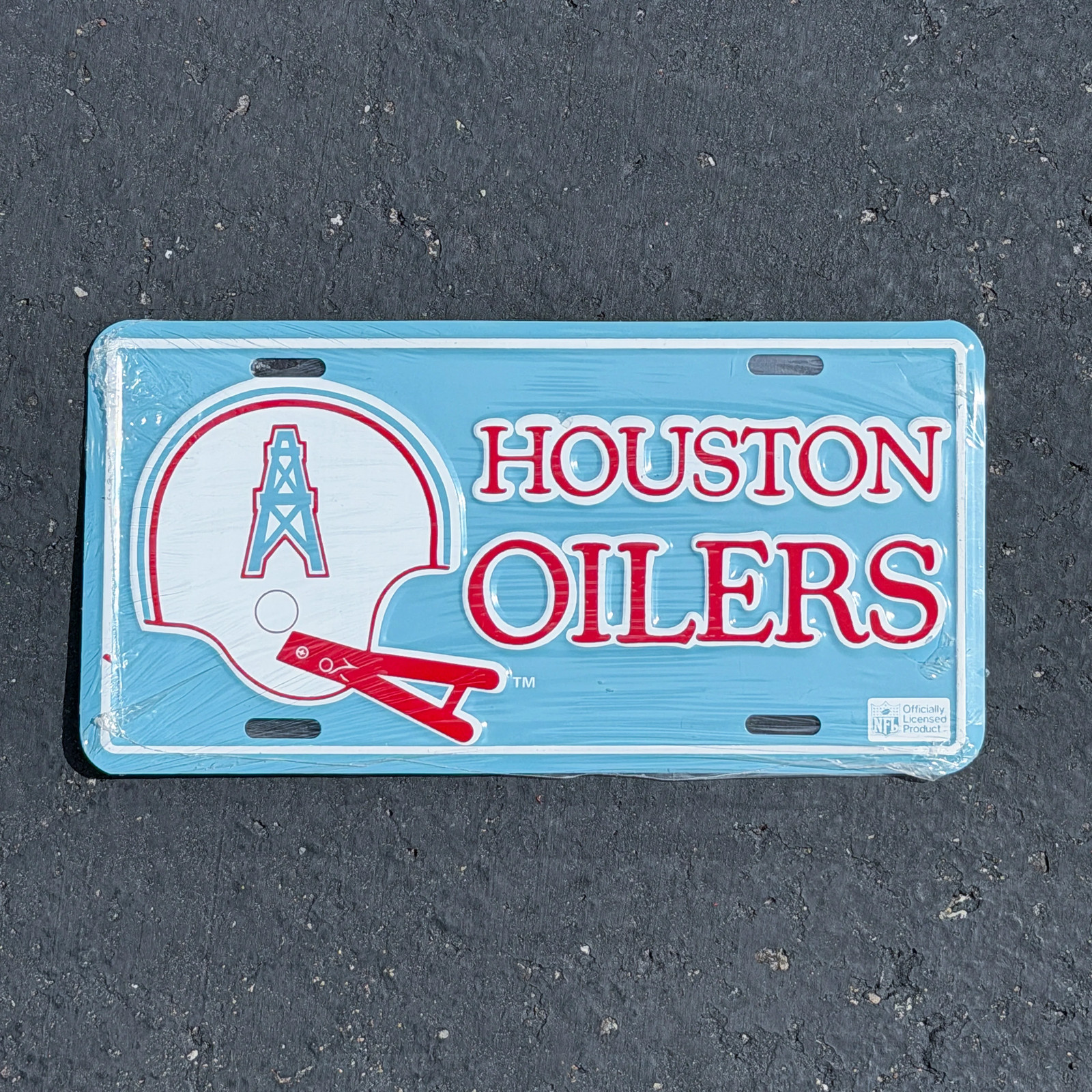 1990 Era Houston Oilers Texas Booster License Plate NFL Football NOS Metal