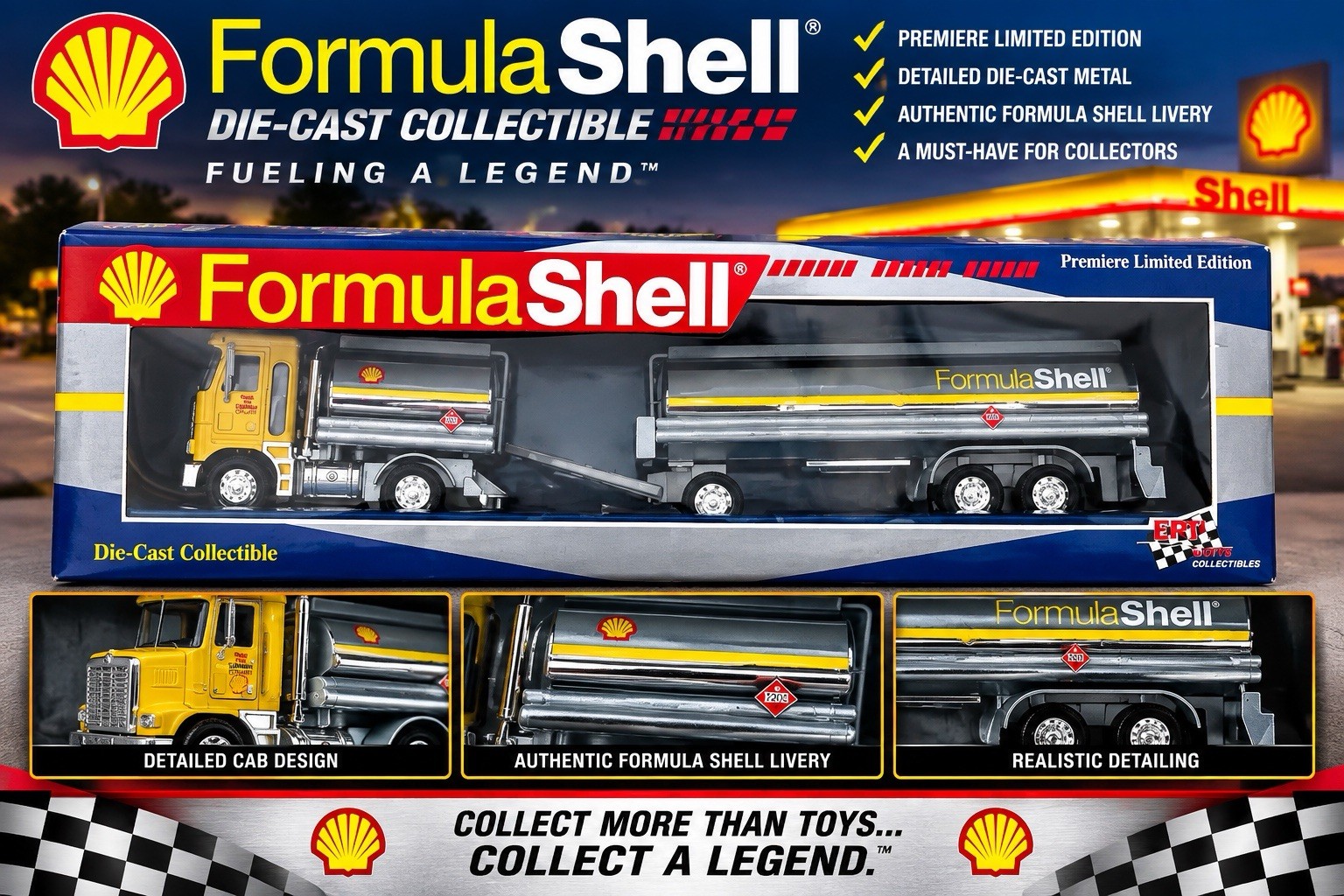 Formula Shell Diecast Tanker Truck ERTL Premiere Limited Edition NIB