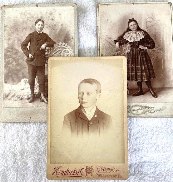 3 Old Vtg Studio Cabinet Card Picture PHOTO ALLEGHENY PA BARCLAY BARTLEY child