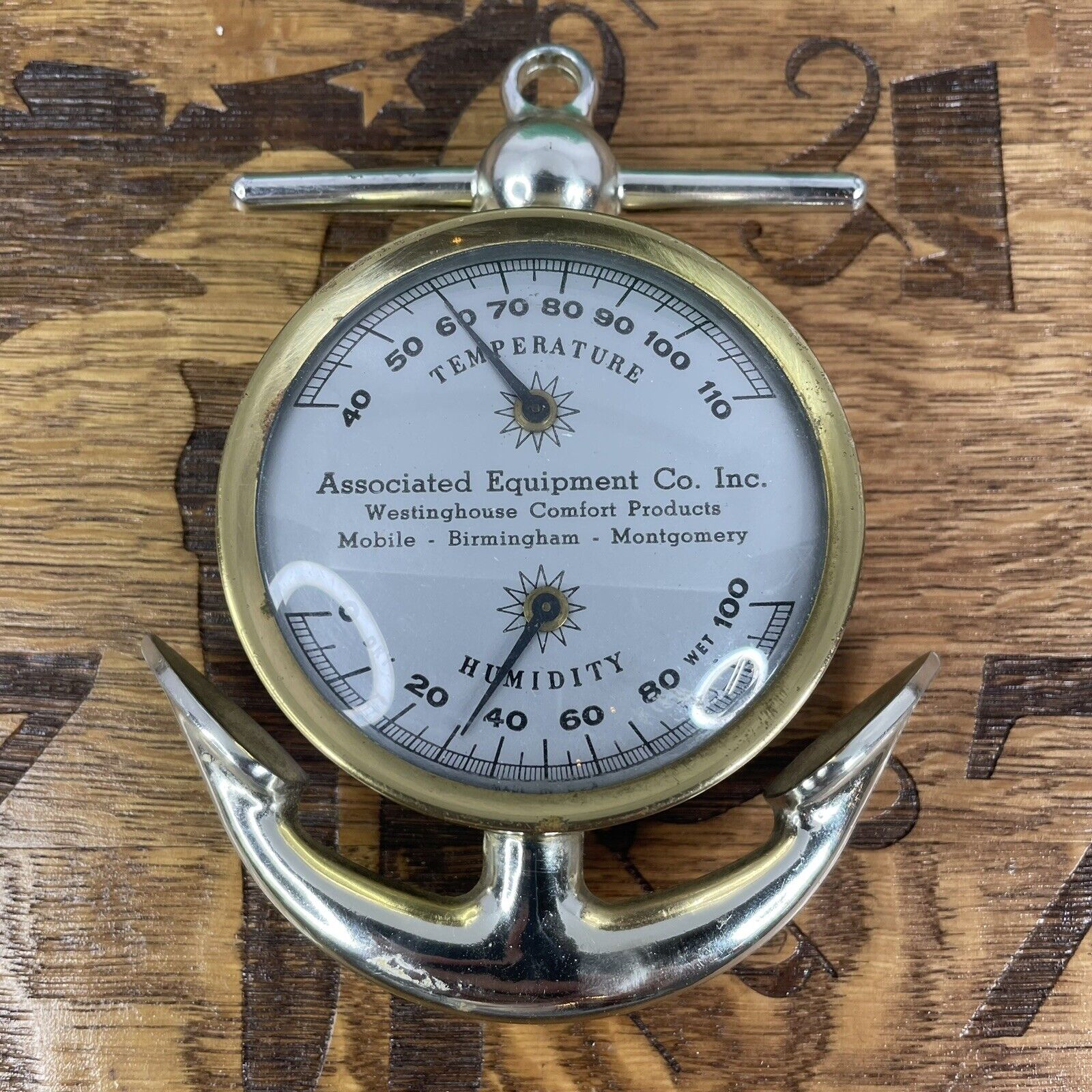 Vintage Advertising Brass Anchor Thermometer Westinghouse Comfort Products RARE