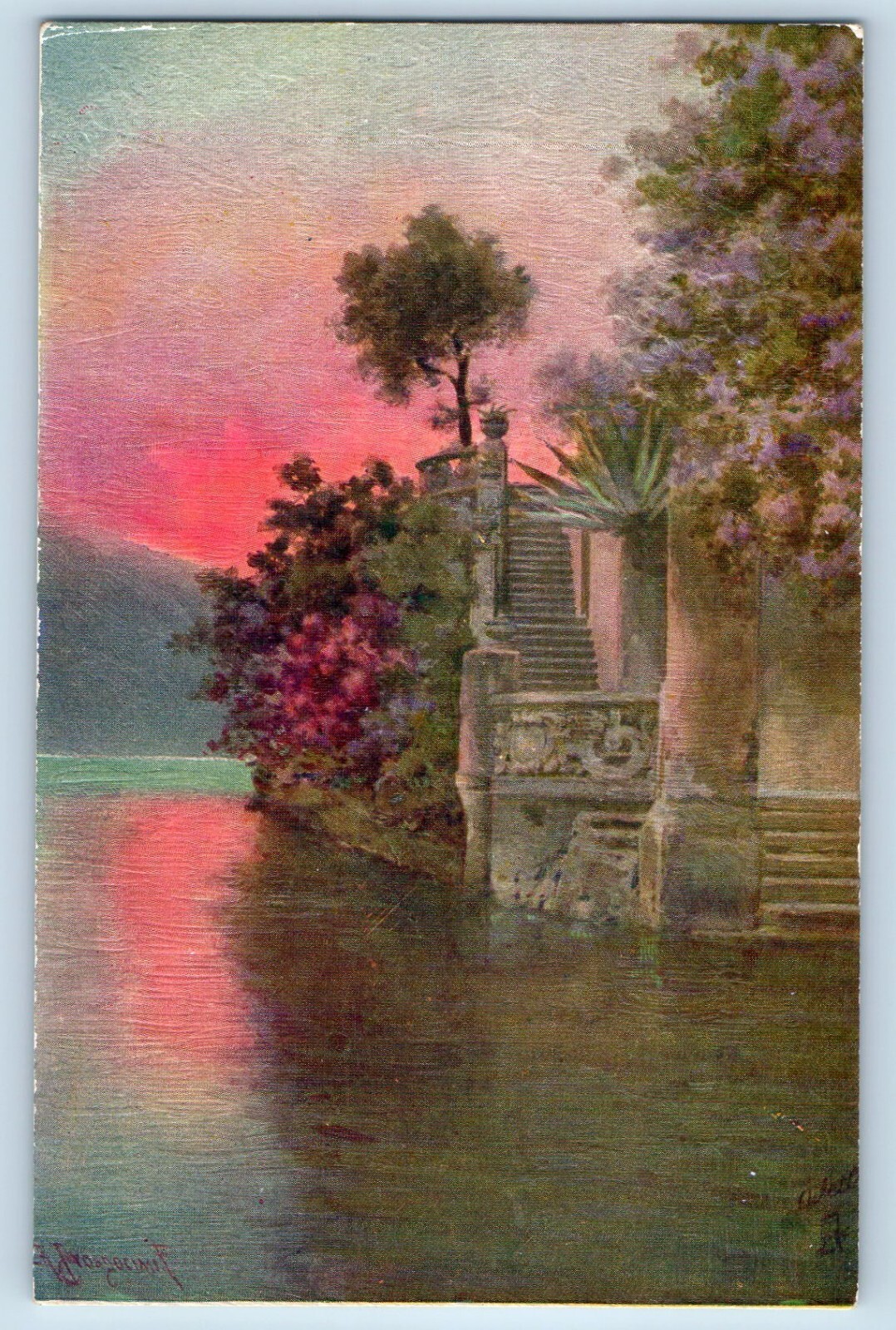 c1910 London England Tuck Oilfacsim Postcard Bellagio Italian Lakes Exterior