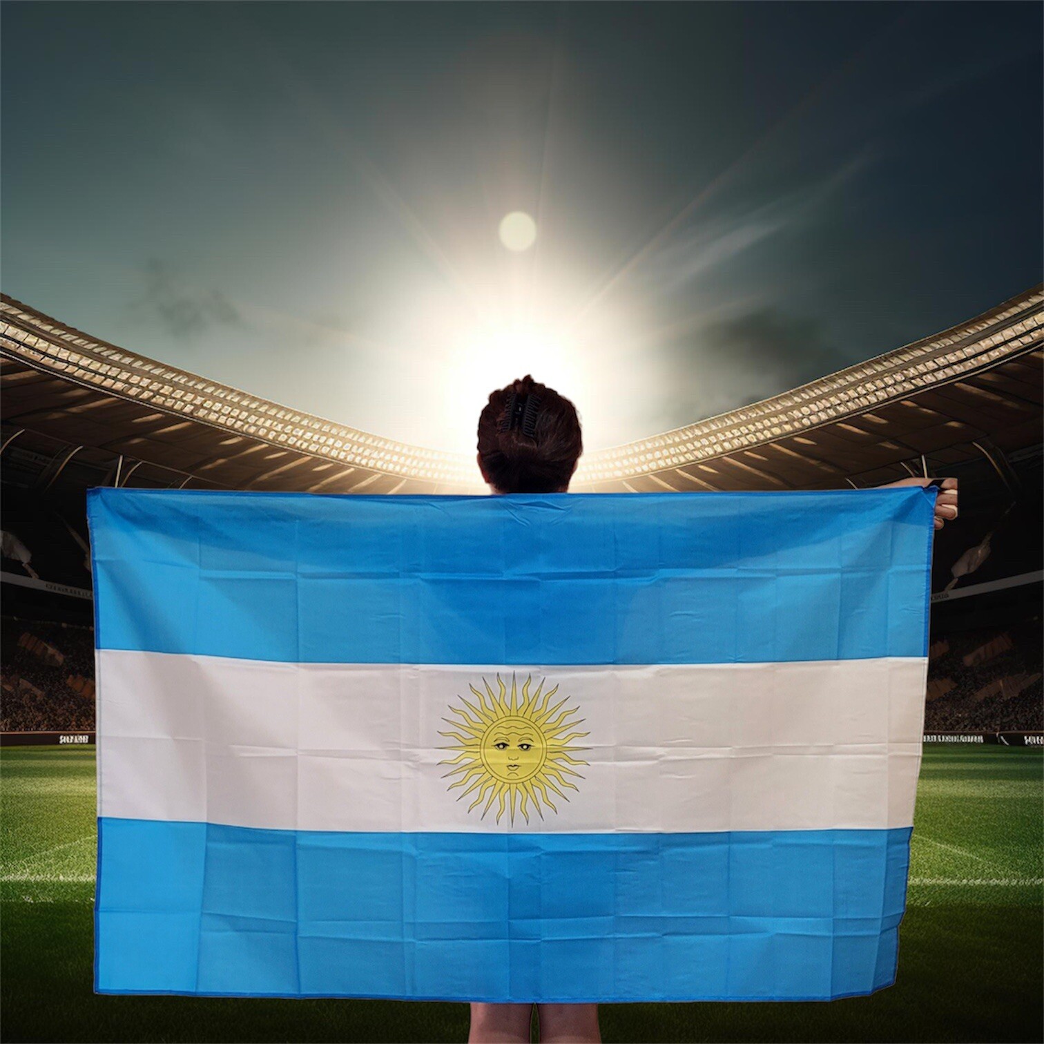 Argentina Team Fan Cape Economical Silk-Printed Body Flag 57 x 35 in - 5 x 3 ft